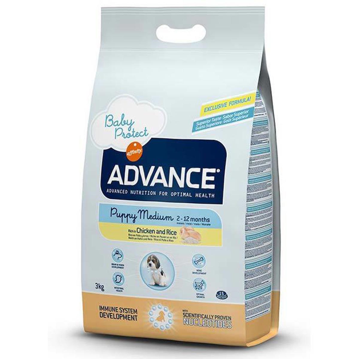 Advance Baby Protect Pirinçli ve Tavuklu Orta Irk Yavru Kuru Köpek Maması 3 kg