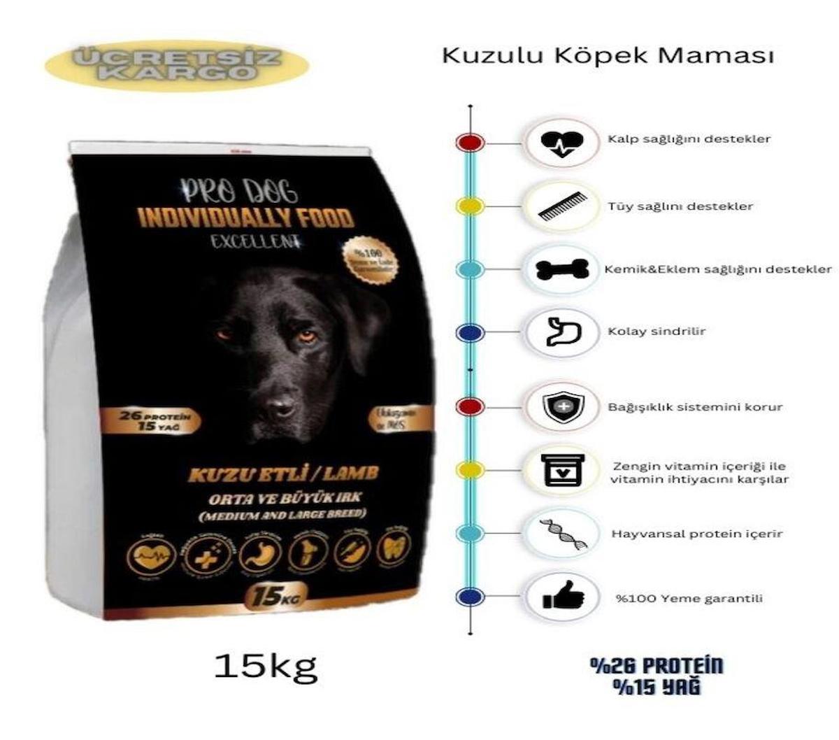 Pro Dog Exellent Kuzu Etli Büyük ve Orta Irk Yetişkin Kuru Köpek Maması 3x15 kg