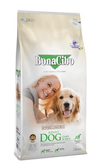 Bonacibo Super Premium Kuzu Etli ve Pirinçli Tüm Irklar Yetişkin Kuru Köpek Maması 15 kg