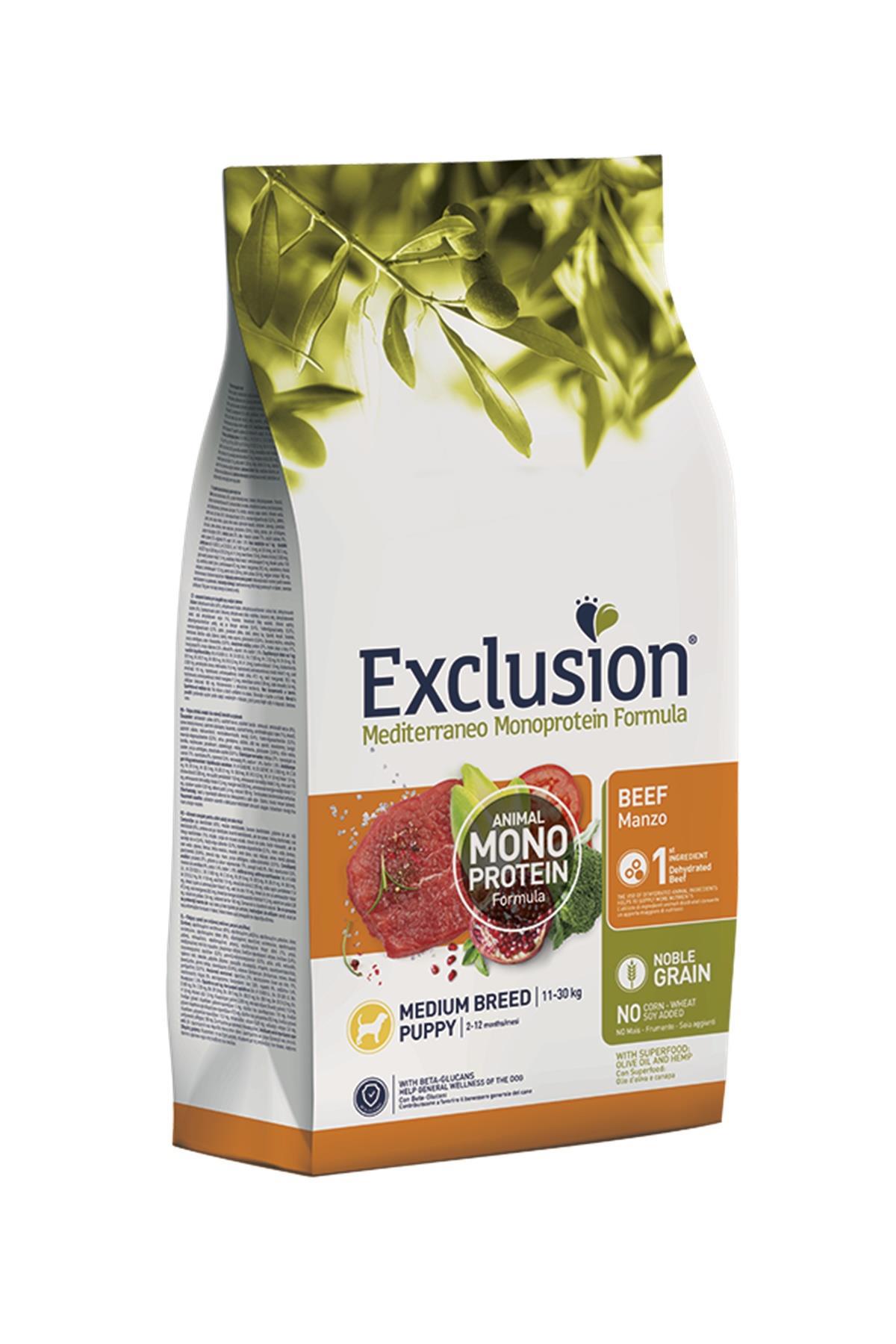 Exclusion Monoprotein Narlı ve Sığır Etli Orta Irk Yavru Kuru Köpek Maması 12 kg