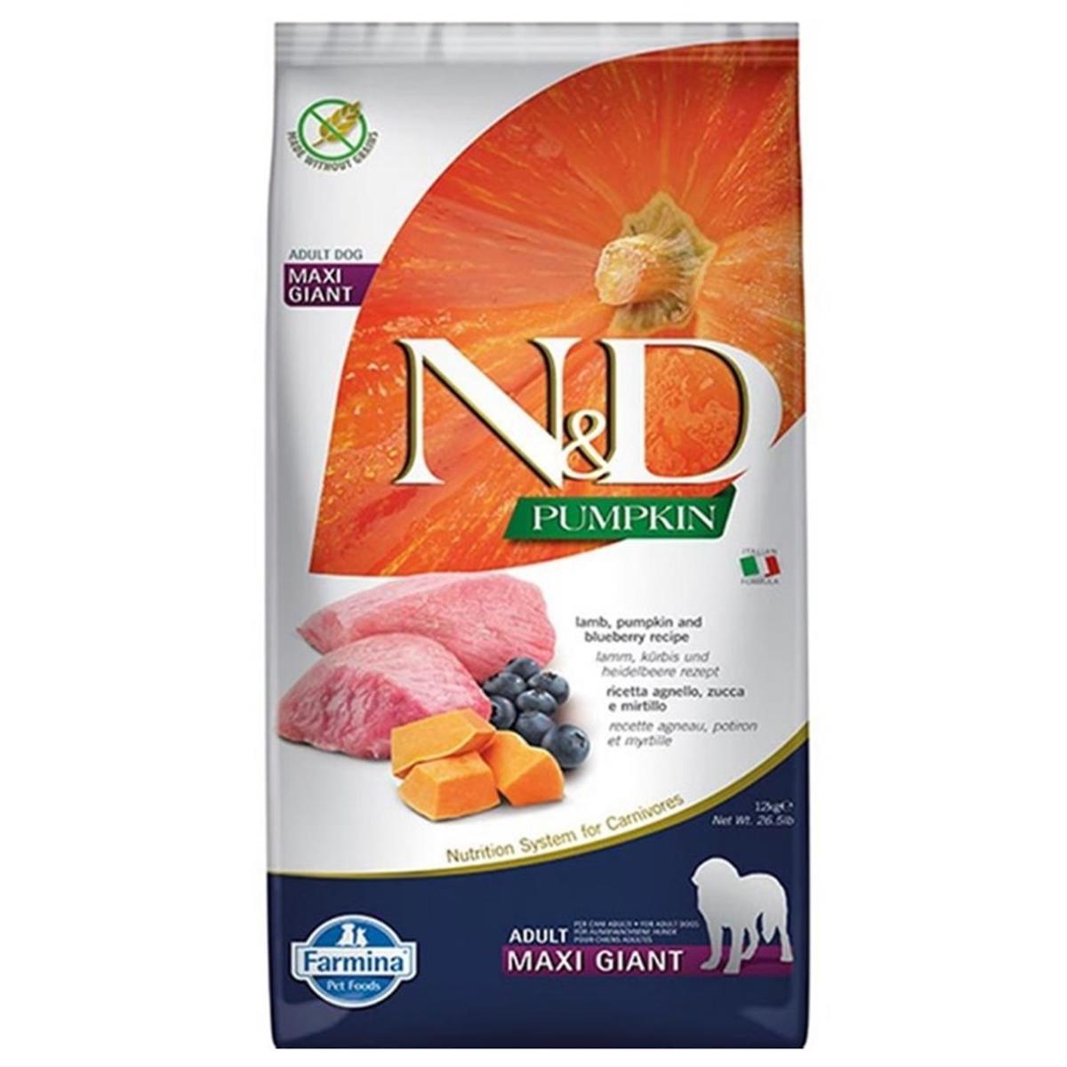 N&D Pumpkin Bal Kabaklı Kuzu Etli ve Yaban Mersinli Büyük Irk Yetişkin Kuru Köpek Maması 12 kg
