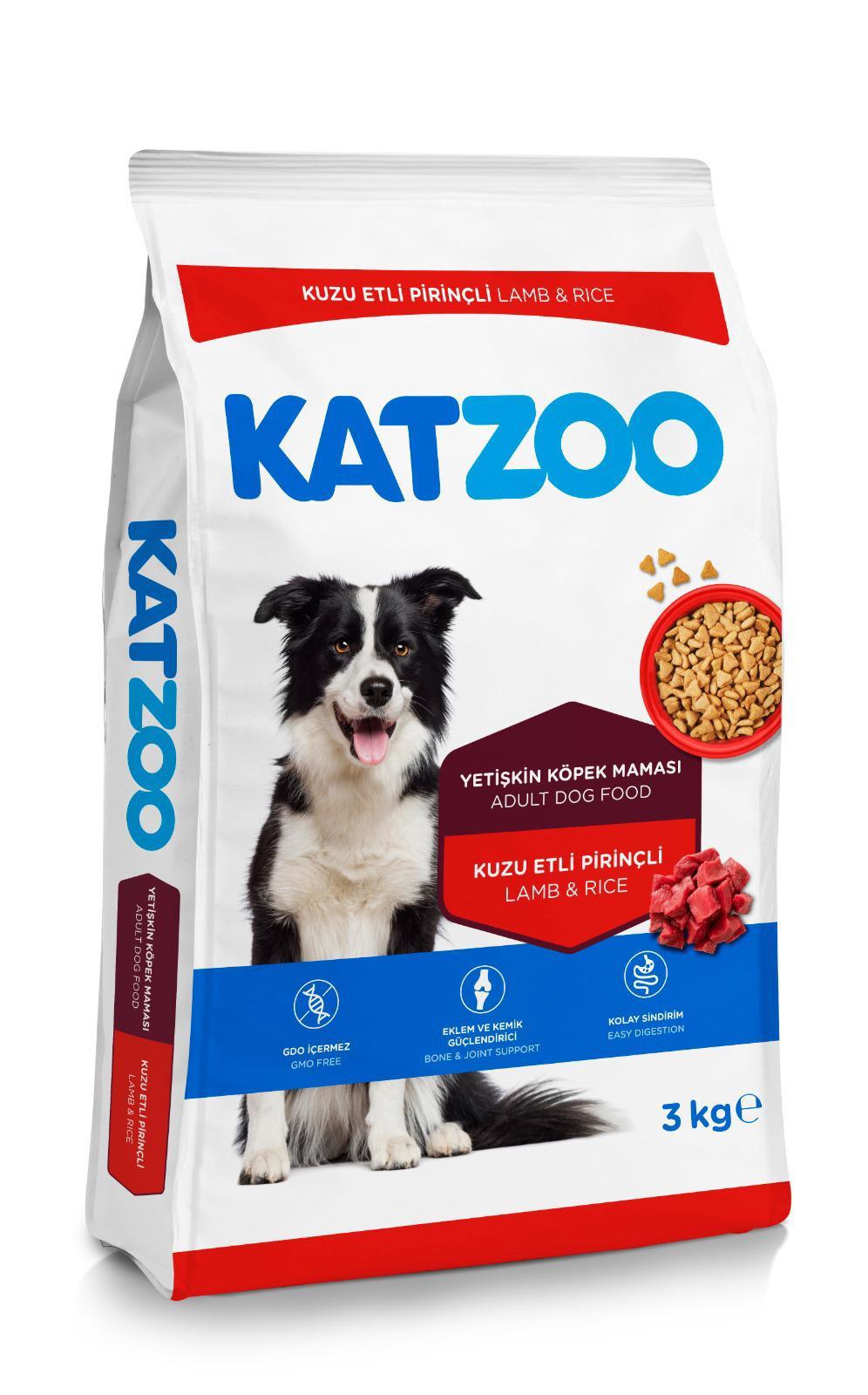Katzoo Kuzu Etli ve Pirinçli Tüm Irklar Yetişkin Kuru Köpek Maması 6x3 kg