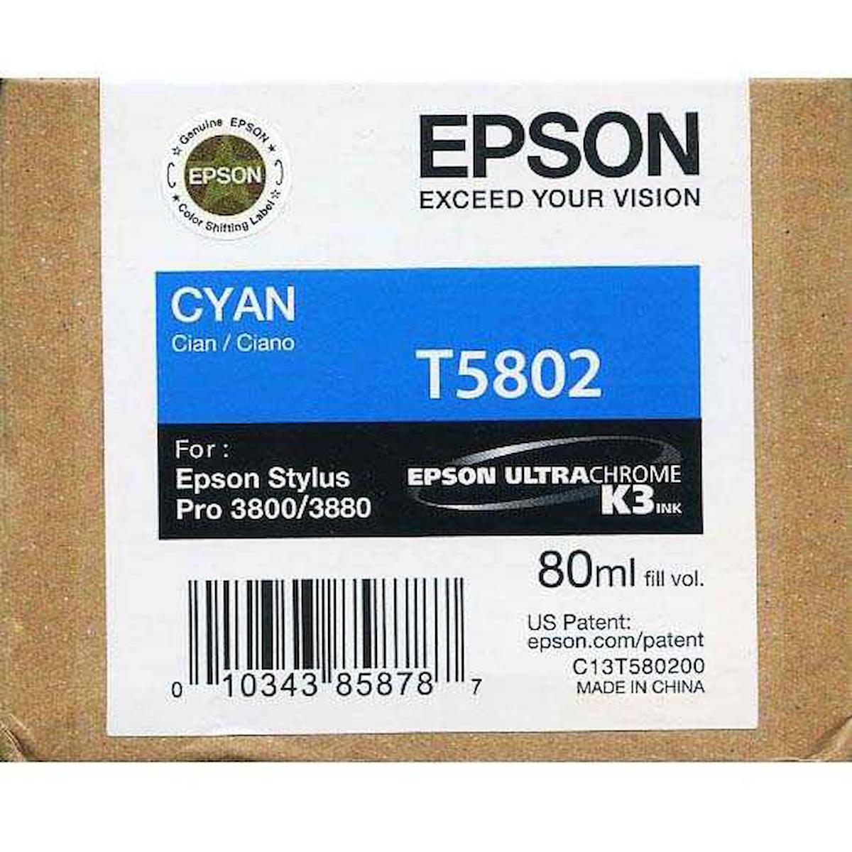Epson T5802-C13T580200 Orijinal Mavi Mürekkep Kartuş