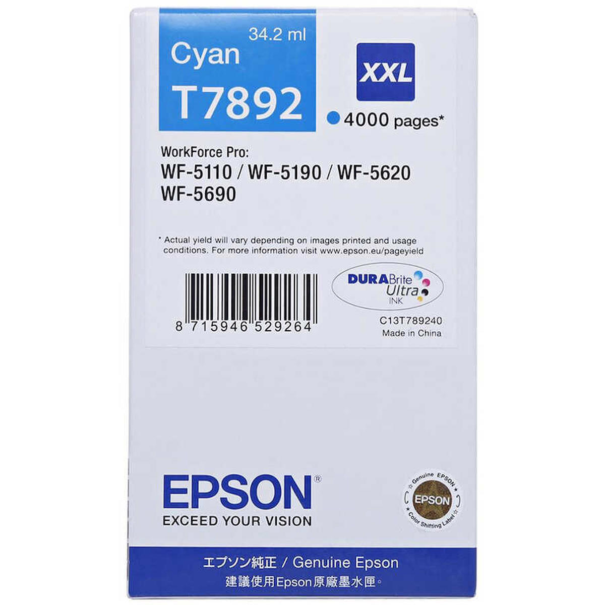 Epson T7892-C13T789240 Orijinal Mavi Mürekkep Kartuş