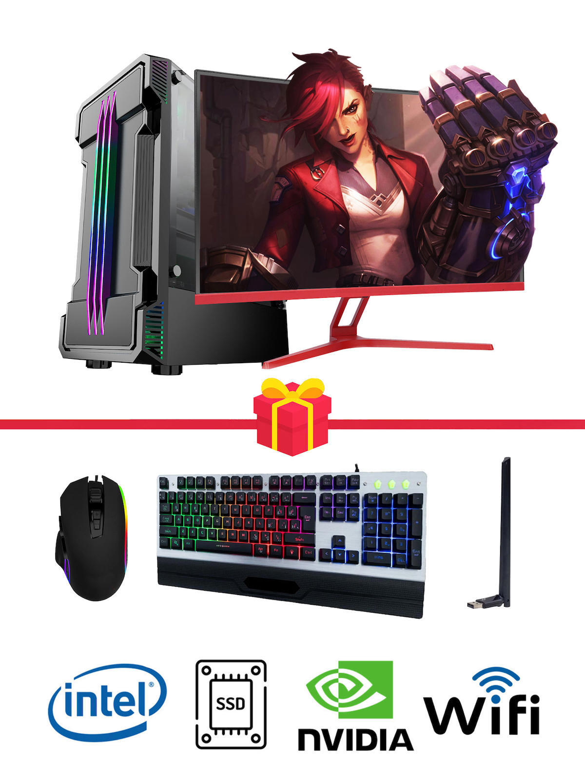 Ramtech DG335 Harici GeForce GTX 1650 Ekran Kartlı Intel Core 2600 16 GB DDR3 256 GB SSD 27 inç FULL HD FreeDos Masaüstü Oyuncu Bilgisayarı