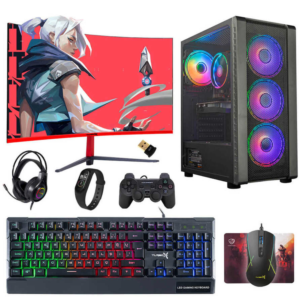 Dragos DRx4411 Harici Radeon R7 240 Ekran Kartlı Intel Core i3 6100 16 GB DDR5 512 GB SSD 27 inç FULL HD FreeDos Masaüstü Oyuncu Bilgisayarı