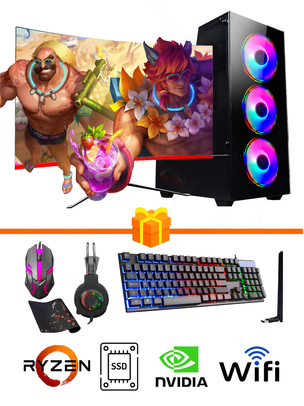 Ramtech Gaming RG505-030 Harici GeForce GT 740 Ekran Kartlı AMD Ryzen 5500 32 GB DDR4 512 GB SSD 23.6 inç FULL HD FreeDos Masaüstü Oyuncu Bilgisayarı