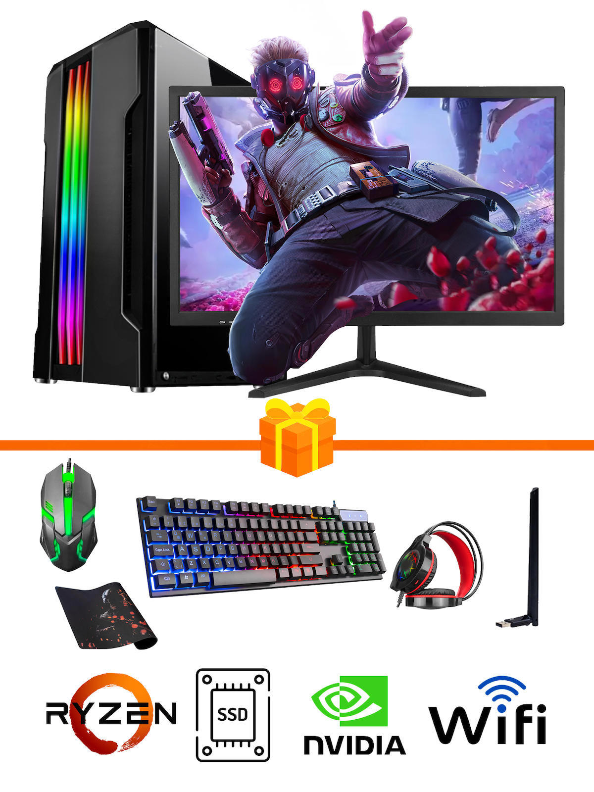 Ramtech Gaming RG505-011 Harici GeForce GT 740 Ekran Kartlı AMD Ryzen 5500 16 GB DDR4 256 GB SSD 21 inç FULL HD FreeDos Masaüstü Oyuncu Bilgisayarı