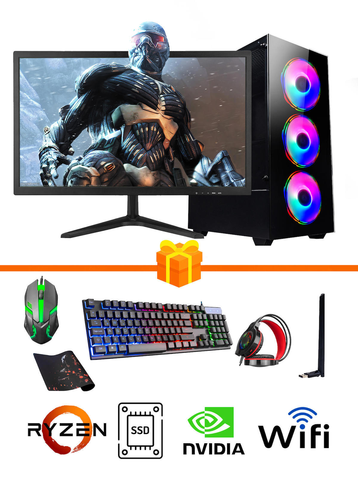 Ramtech Gaming RG505-095 Harici GeForce GTX 1050 Ti Ekran Kartlı AMD Ryzen 5500 16 GB DDR4 512 GB SSD 21.5 inç FULL HD FreeDos Masaüstü Oyuncu Bilgisayarı
