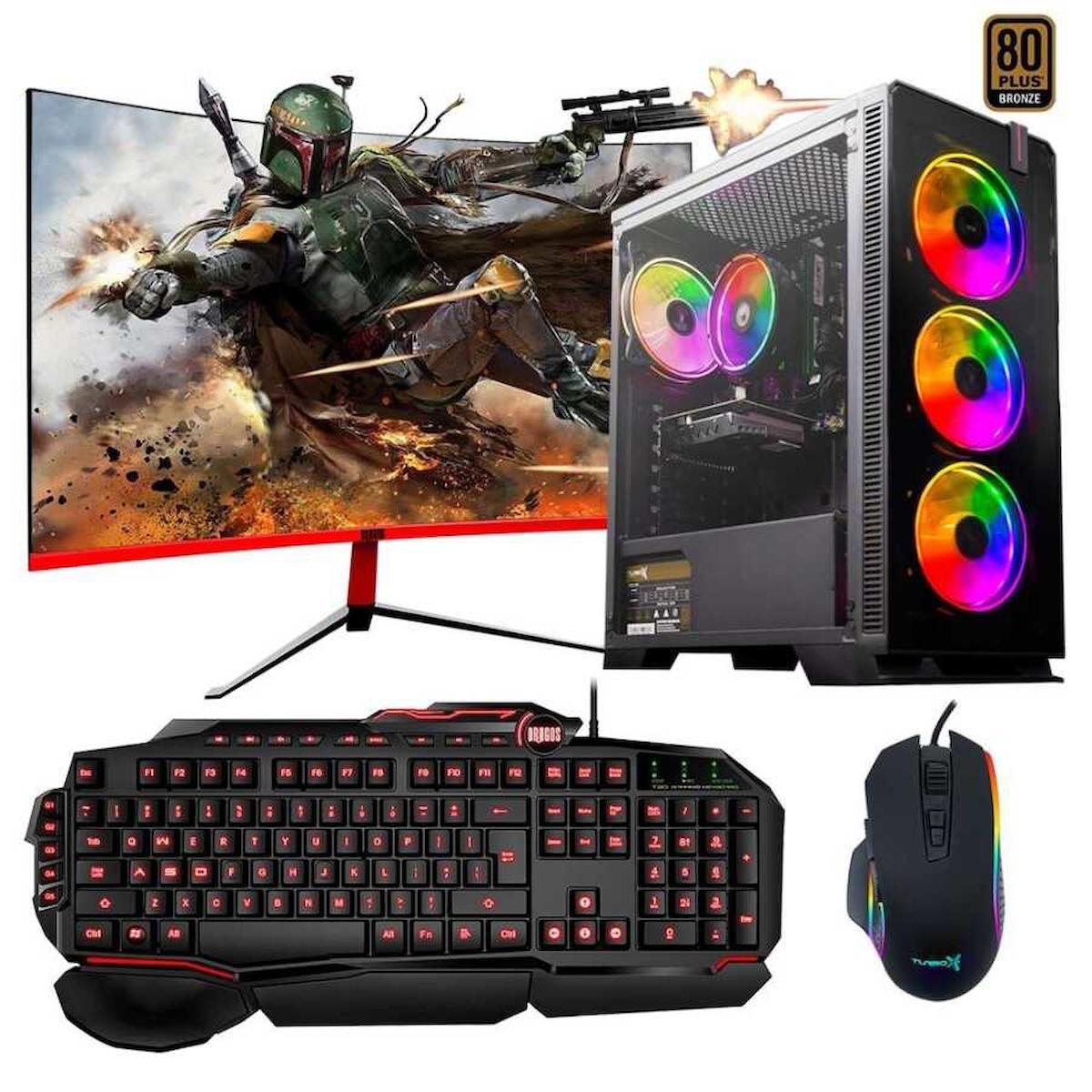 Dragos DRx1005 Harici GeForce GTX 1050 Ti Ekran Kartlı Intel Core i5 11400F 8 GB DDR4 256 GB SSD 27 inç FULL HD FreeDos Masaüstü Oyuncu Bilgisayarı