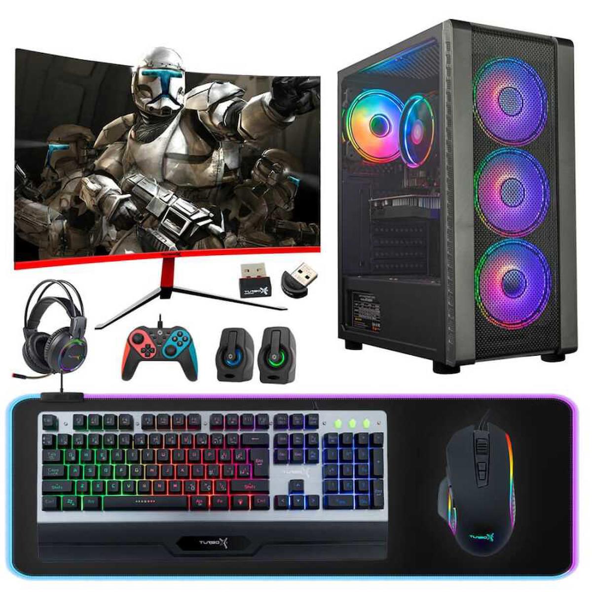 Turbox Tx3058 Harici Radeon RX 550 Ekran Kartlı Intel Core i5 3470 16 GB DDR3 256 GB SSD 23.6 inç FULL HD FreeDos Masaüstü Oyuncu Bilgisayarı