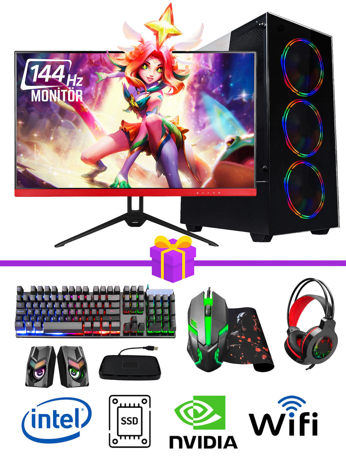 Ramtech Full Force FF111 Harici GeForce GTX 750 Ti Ekran Kartlı Intel Xeon X5660 32 GB DDR3 256 GB SSD 23.8 inç FULL HD FreeDos Masaüstü Oyuncu Bilgisayarı