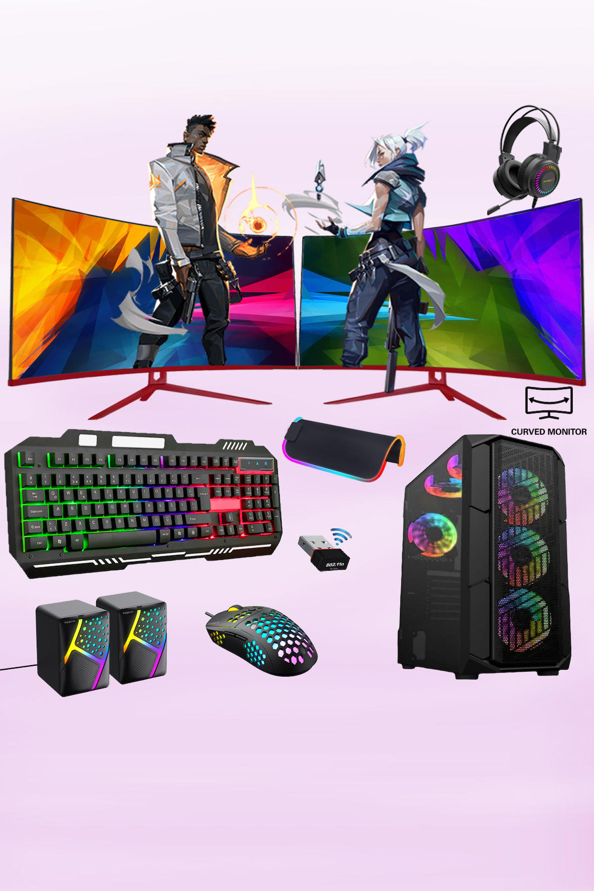 Xaser Xsr229 Harici Radeon RX 550 Ekran Kartlı Intel Core i5 6400 16 GB DDR4 256 GB SSD 24 inç FULL HD FreeDos Masaüstü Oyuncu Bilgisayarı