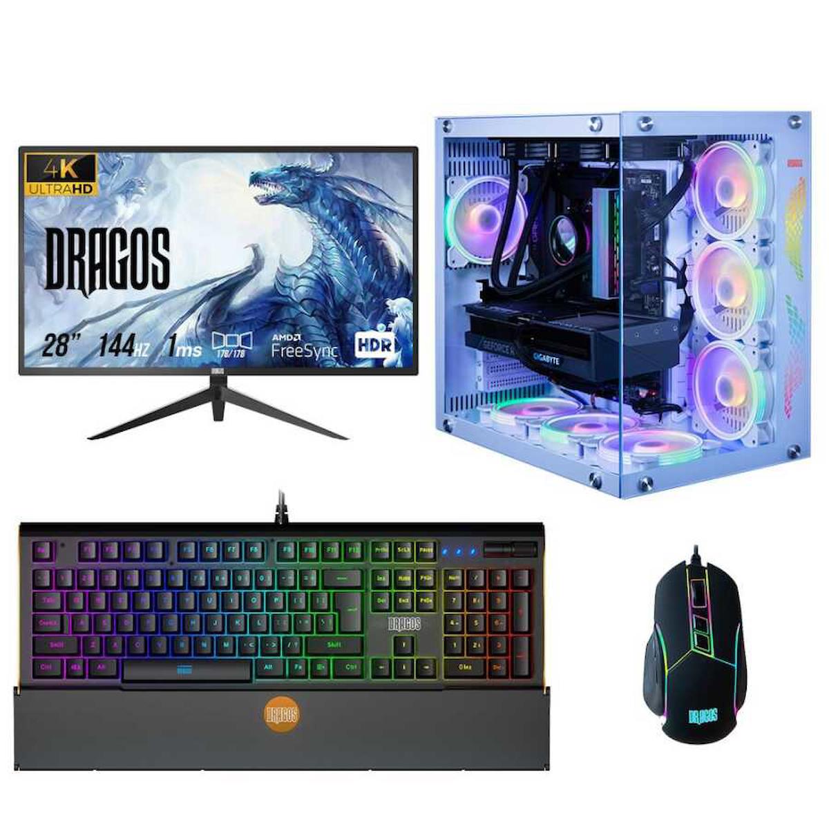 Dragos DRx2212 Harici GeForce RTX 3060 Ti Ekran Kartlı AMD Ryzen 5700X 16 GB DDR4 512 GB SSD 28 inç FULL HD (4K) FreeDos Masaüstü Oyuncu Bilgisayarı