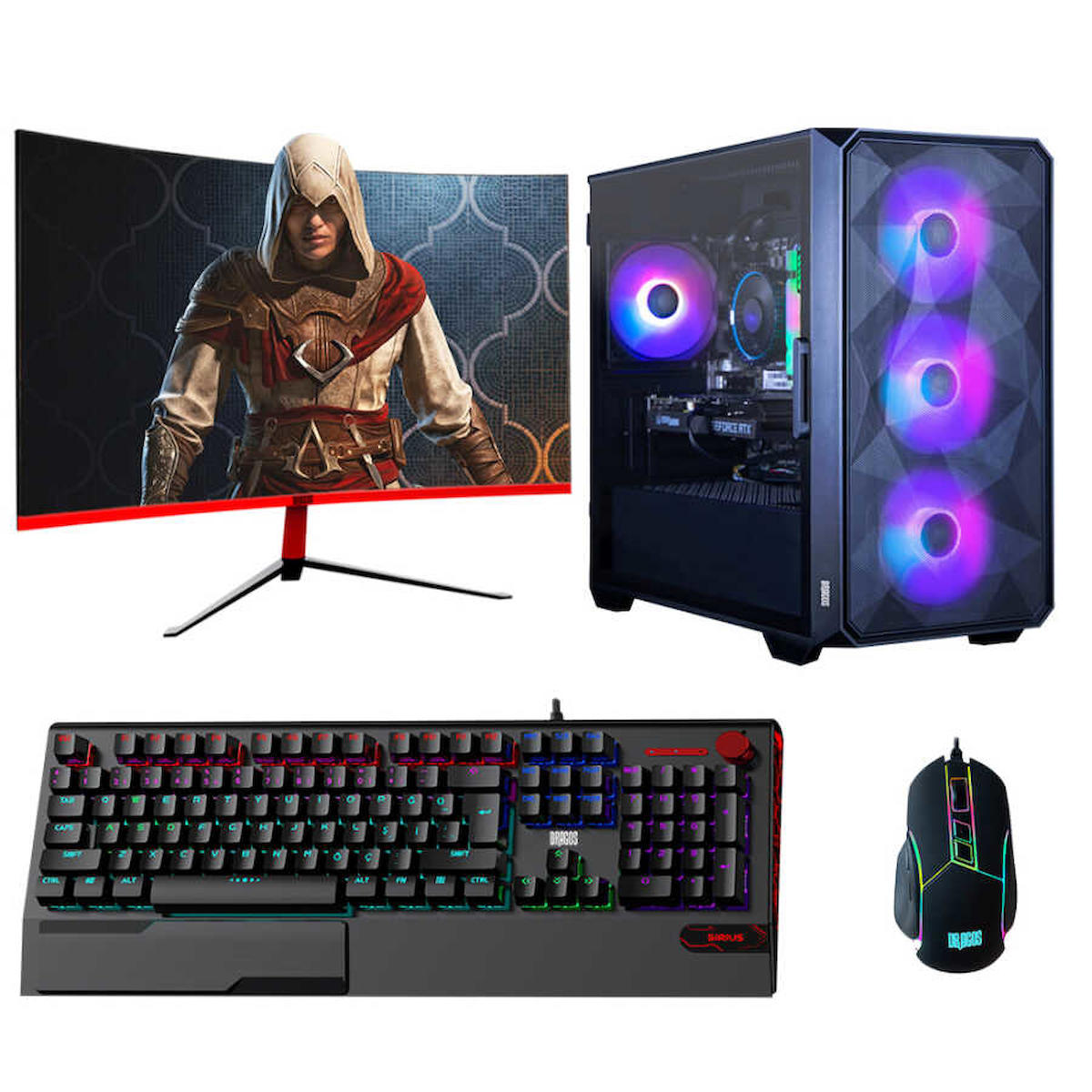 Dragos DRx5285 Harici GeForce GTX 1050 Ti Ekran Kartlı Intel Core i5-12400F 16 GB DDR4 512 GB SSD 23.6 inç FULL HD FreeDos Masaüstü Oyuncu Bilgisayarı
