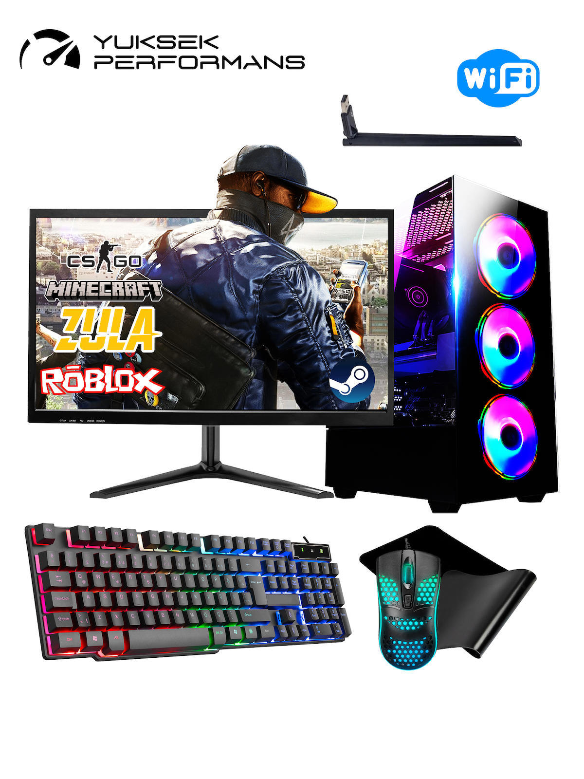 Ramtech RK121 Harici GeForce GT 730 Ekran Kartlı Intel Core i5 3470 16 GB DDR3 128 GB SSD 18.5 inç HD FreeDos Masaüstü Oyuncu Bilgisayarı