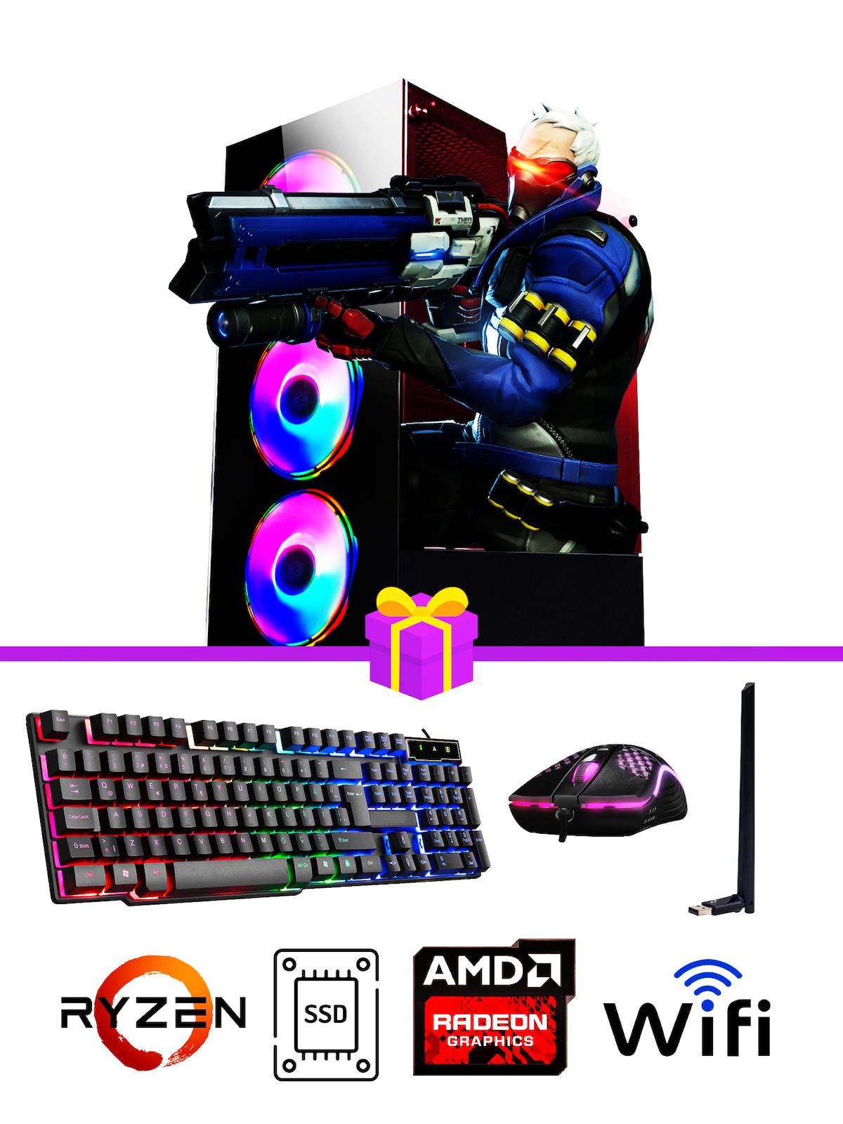 Ramtech Full Force FF446 Harici Radeon RX 580 Ekran Kartlı AMD Ryzen 3600 16 GB DDR4 512 GB SSD FreeDos Masaüstü Oyuncu Bilgisayarı