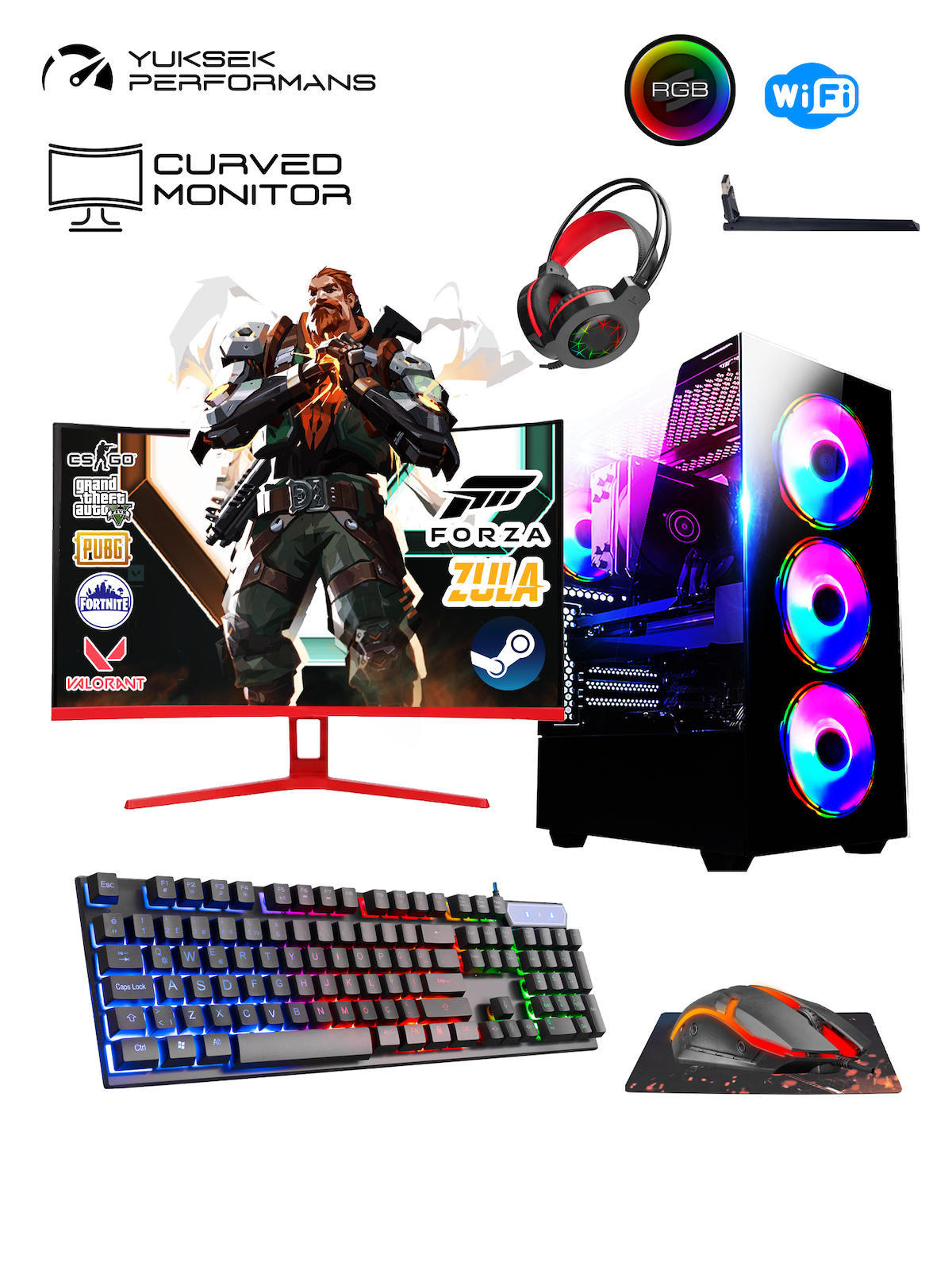 Ramtech 11 Pro Harici Radeon RX 550 Ekran Kartlı AMD Ryzen 2600 32 GB DDR4 512 GB SSD 23.8 inç FULL HD Windows 11 Pro Masaüstü Oyuncu Bilgisayarı
