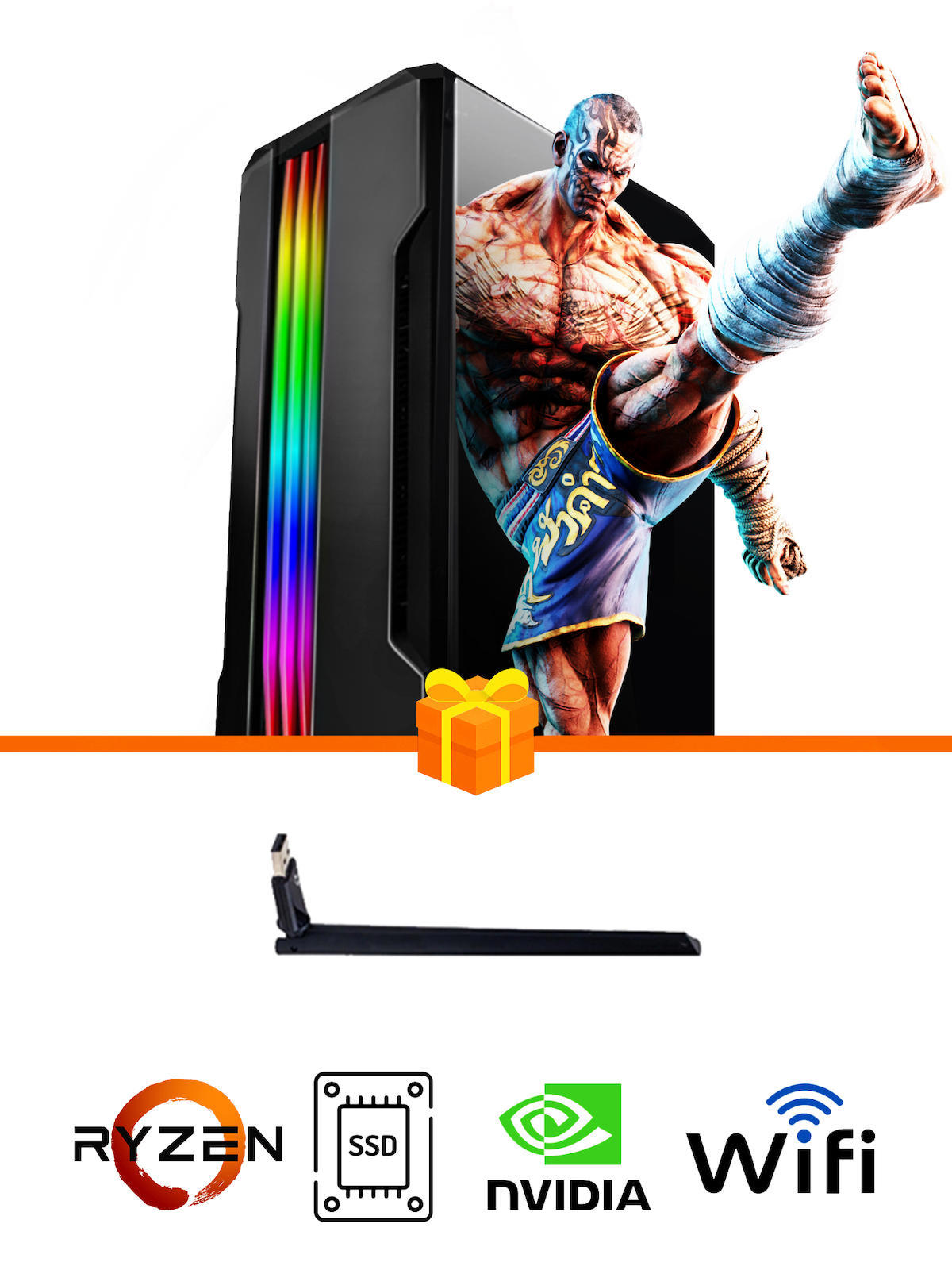 Ramtech Gaming RG505-083 Harici GeForce GTX 1050 Ti Ekran Kartlı AMD Ryzen 5500 16 GB DDR4 128 GB SSD FreeDos Masaüstü Oyuncu Bilgisayarı