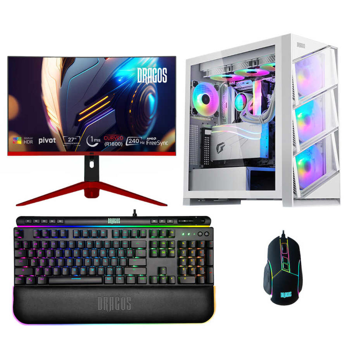 Dragos DRx4979 Harici GeForce RTX 4060 Ti Ekran Kartlı Intel Core i7 12700KF 64 GB DDR4 1 TB SSD 27 inç FULL HD FreeDos Masaüstü Oyuncu Bilgisayarı