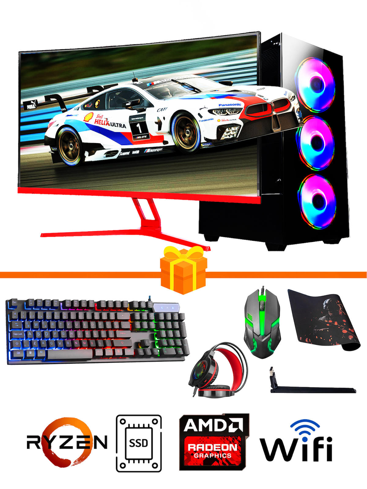 Ramtech Gaming RG505-080 Harici Radeon RX 550 Ekran Kartlı AMD Ryzen 5500 32 GB DDR4 512 GB SSD 27 inç FULL HD FreeDos Masaüstü Oyuncu Bilgisayarı