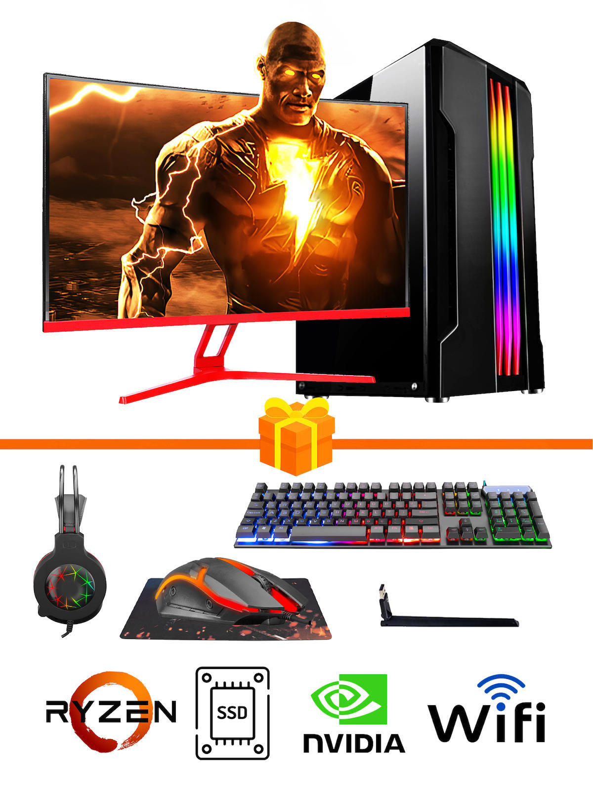 Ramtech Gaming RG505-0151 Harici GeForce GTX 1650 Ekran Kartlı AMD Ryzen 5500 16 GB DDR4 256 GB SSD 27 inç FULL HD FreeDos Masaüstü Oyuncu Bilgisayarı