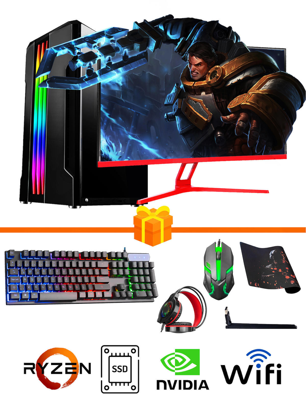 Ramtech Gaming RG505-0153 Harici GeForce GTX 1650 Ekran Kartlı AMD Ryzen 5500 16 GB DDR4 128 GB SSD 27 inç FULL HD FreeDos Masaüstü Oyuncu Bilgisayarı