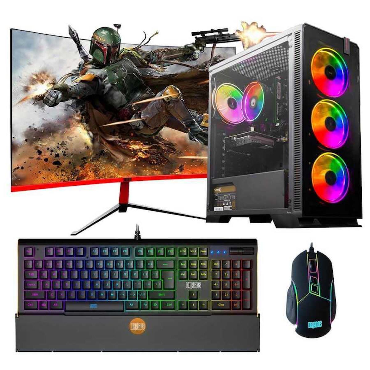 Dragos DRx1093 Harici GeForce RTX 3050 Ekran Kartlı Intel Core i7-10700F 16 GB DDR4 256 GB SSD 27 inç FULL HD FreeDos Masaüstü Oyuncu Bilgisayarı