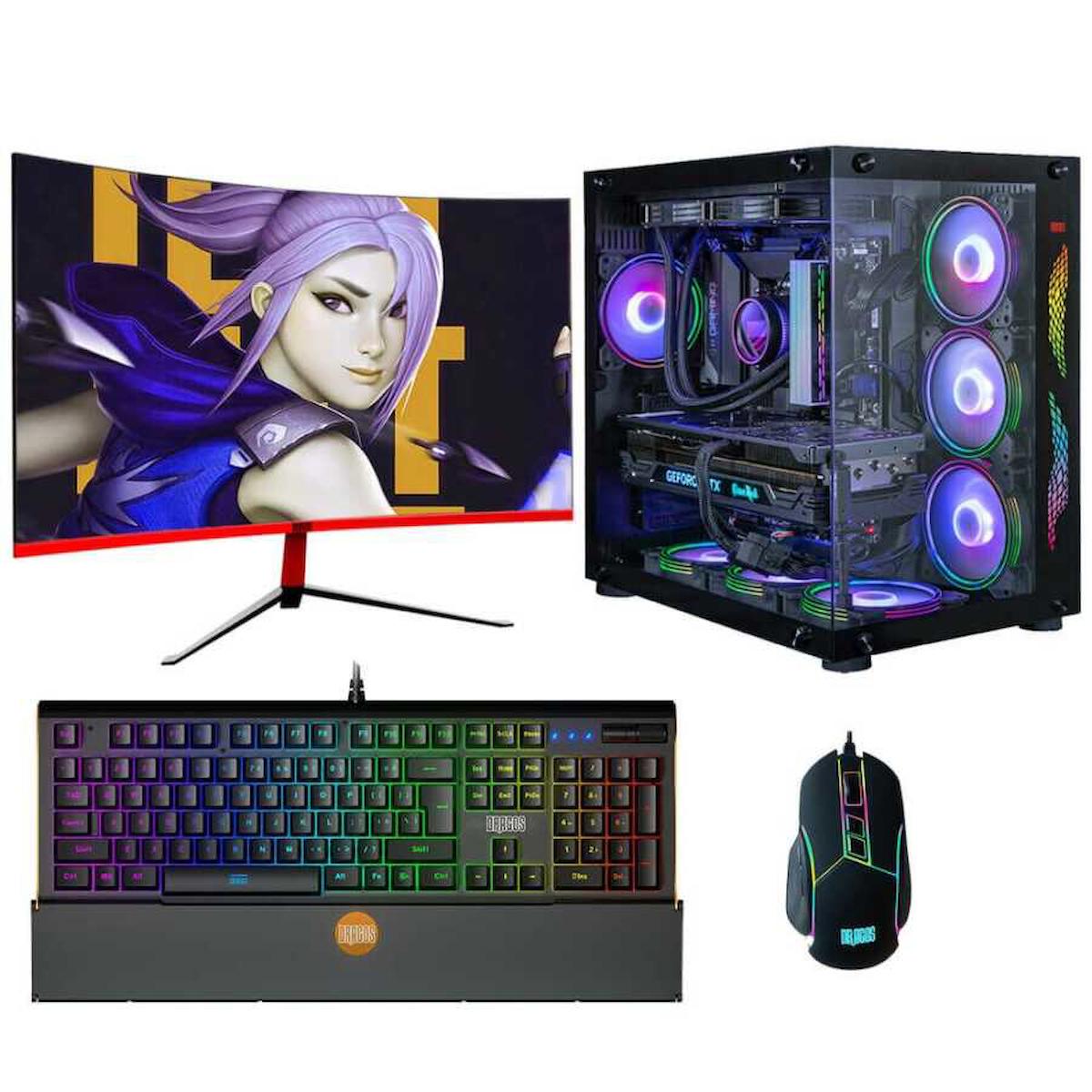 Dragos DRx3843 Harici GeForce GTX 1660 Ti Ekran Kartlı AMD Ryzen 5700X 16 GB DDR4 512 GB SSD 27 inç FULL HD FreeDos Masaüstü Oyuncu Bilgisayarı