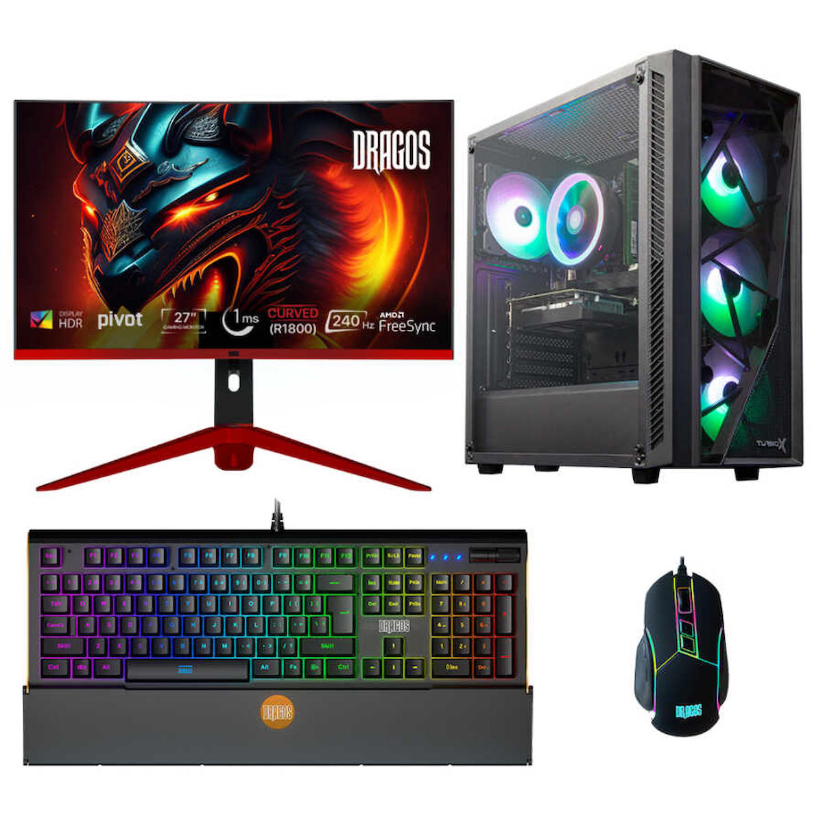 Dragos DRx4417 Harici GeForce RTX 4060 Ti Ekran Kartlı Intel Core i5-12400F 32 GB DDR4 512 GB SSD 27 inç FULL HD FreeDos Masaüstü Oyuncu Bilgisayarı