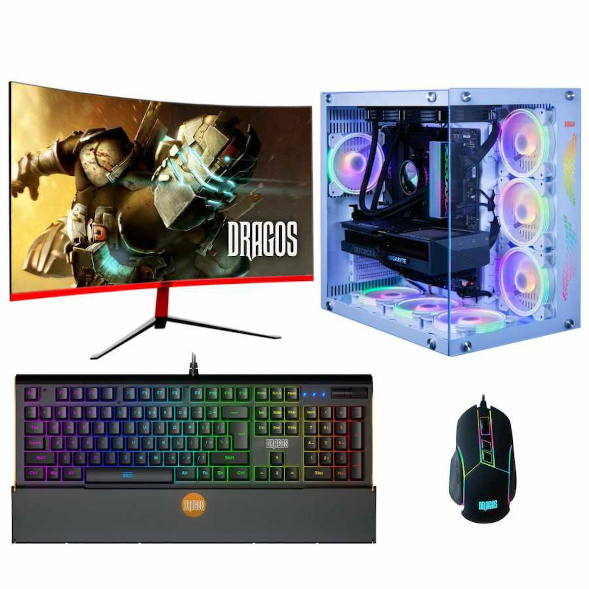 Dragos DRx4010 Harici GeForce RTX 3060 Ti Ekran Kartlı AMD Ryzen 7600X 16 GB DDR5 1 TB SSD 27 inç FULL HD FreeDos Masaüstü Oyuncu Bilgisayarı