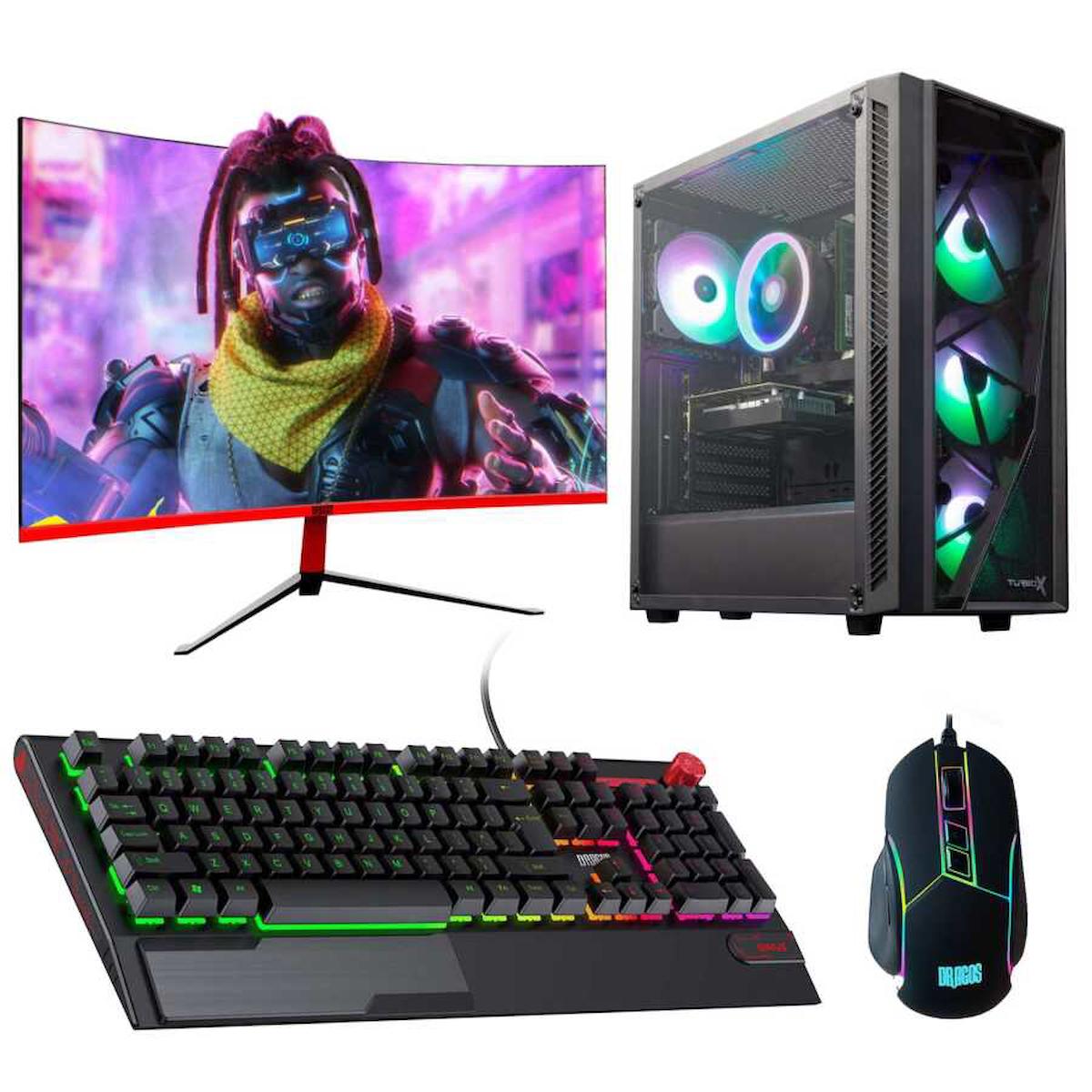 Dragos DRx2343 Harici GeForce RTX 3060 Ti Ekran Kartlı AMD Ryzen 5700X 16 GB DDR4 512 GB SSD 23.6 inç FULL HD FreeDos Masaüstü Oyuncu Bilgisayarı