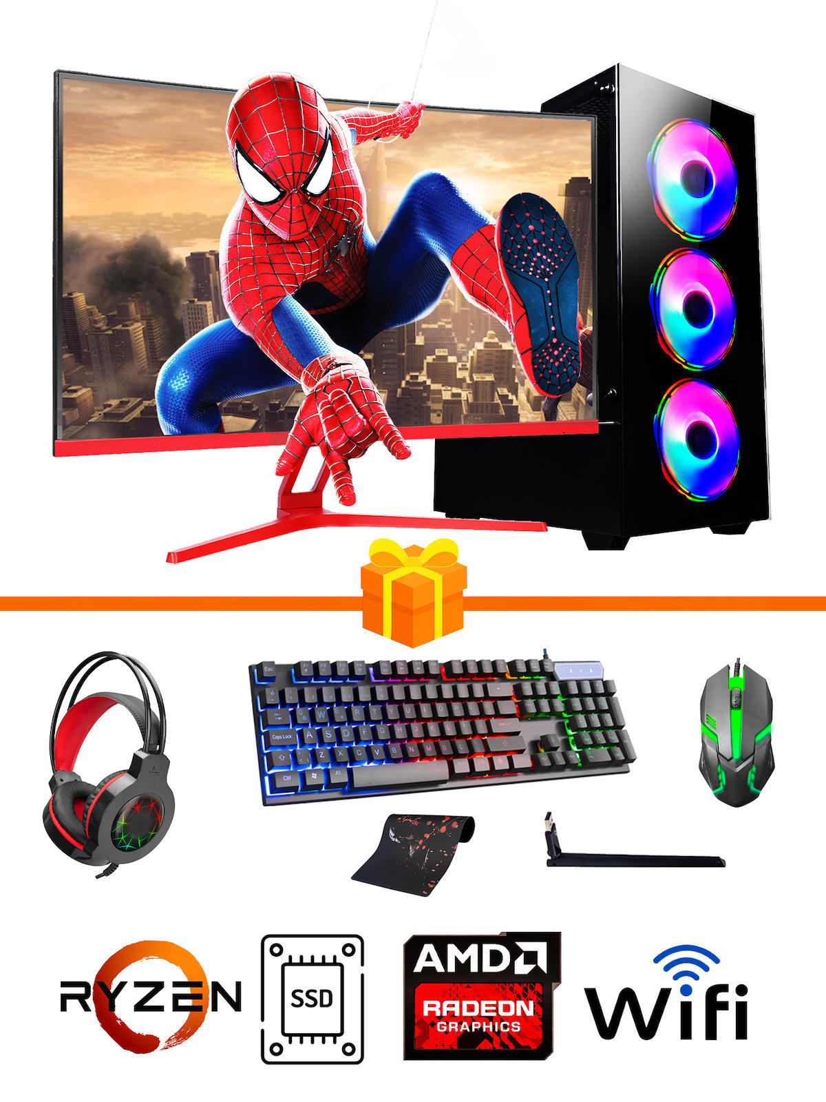Ramtech Gaming RG505-075 Harici Radeon RX 550 Ekran Kartlı AMD Ryzen 5500 16 GB DDR4 512 GB SSD 27 inç FULL HD FreeDos Masaüstü Oyuncu Bilgisayarı