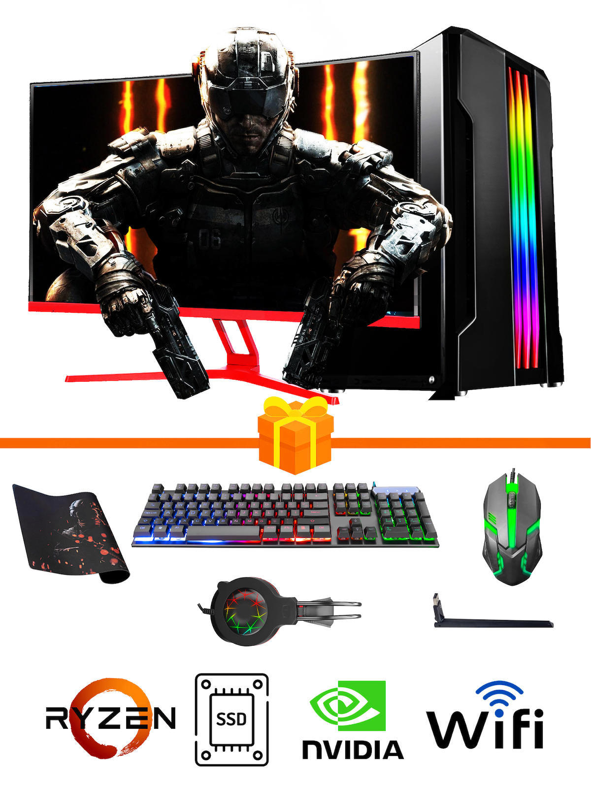 Ramtech Gaming RG505-0158 Harici GeForce GTX 1650 Ekran Kartlı AMD Ryzen 5500 32 GB DDR4 256 GB SSD 27 inç FULL HD FreeDos Masaüstü Oyuncu Bilgisayarı