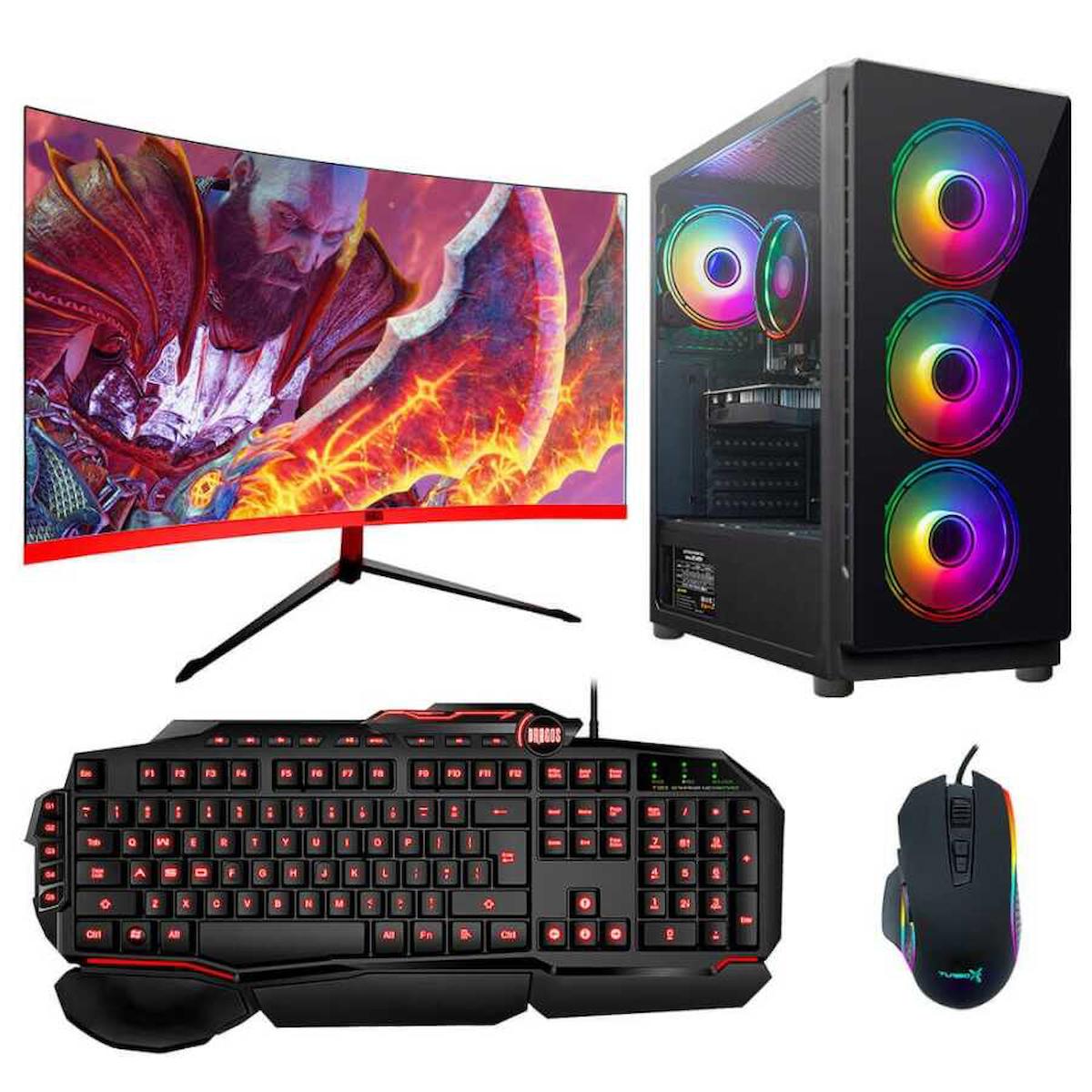 Dragos DRx3946 Harici GeForce GTX 1660 Ti Ekran Kartlı Intel Core i3 12100F 16 GB DDR4 512 GB SSD 23.6 inç FULL HD FreeDos Masaüstü Oyuncu Bilgisayarı