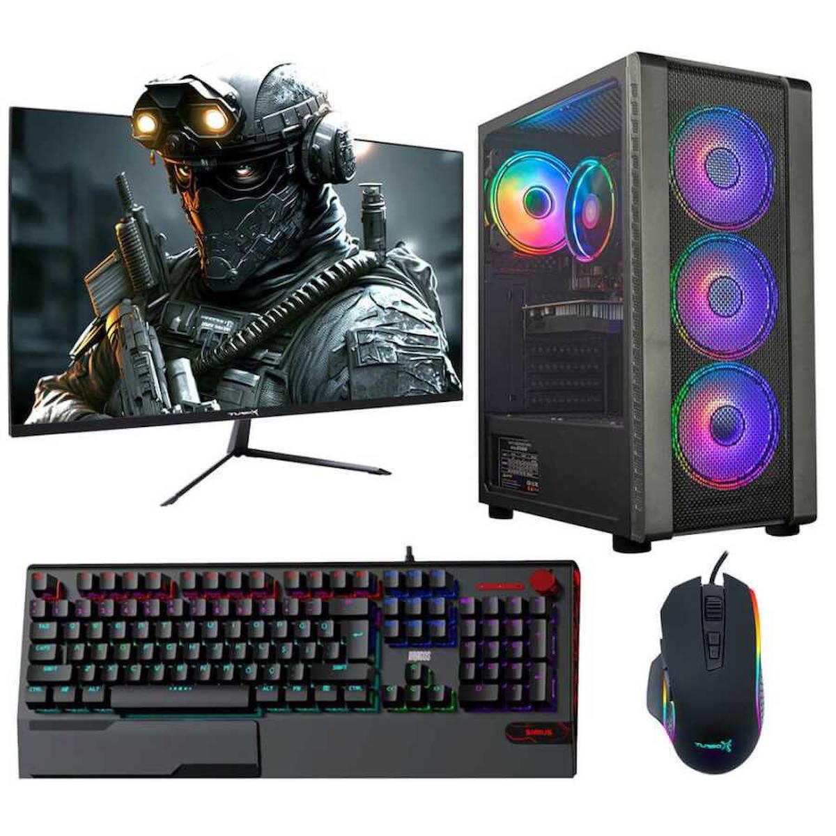 Turbox Tx411 Harici GeForce GTX 1050 Ti Ekran Kartlı Intel Core i7 3770 8 GB DDR3 256 GB SSD 23.6 inç FULL HD FreeDos Masaüstü Oyuncu Bilgisayarı