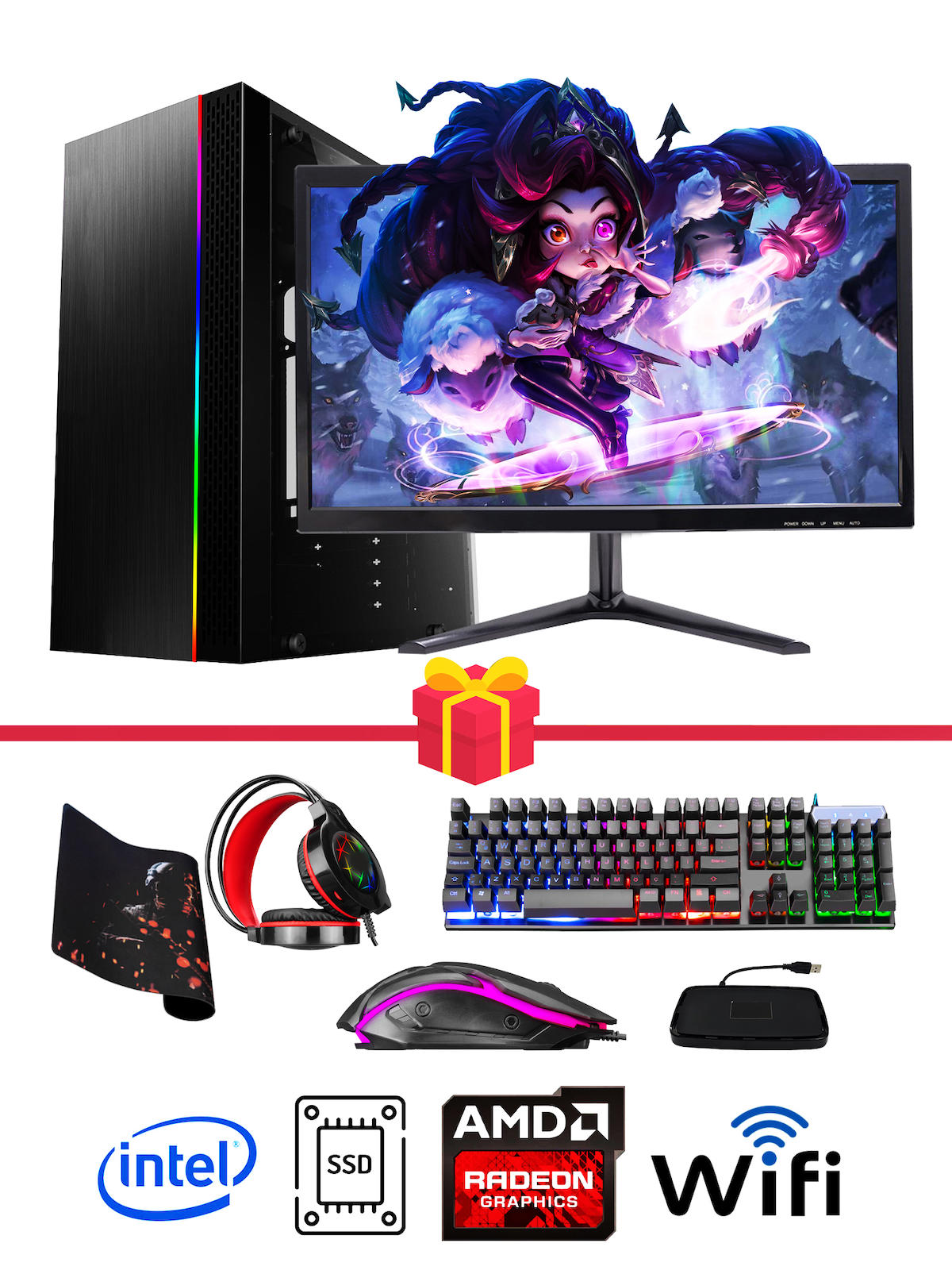 Ramtech DG218 Harici Radeon R7 240 Ekran Kartlı Intel Core i5 4570 16 GB DDR3 256 GB SSD 21.5 inç FULL HD FreeDos Masaüstü Oyuncu Bilgisayarı