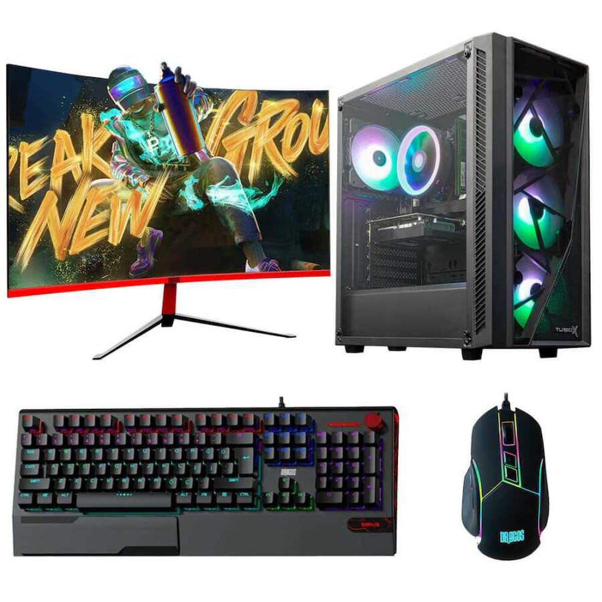 Dragos DRx2849 Harici GeForce GTX 1660 Super Ekran Kartlı AMD Ryzen 5500 8 GB DDR4 512 GB SSD 23.6 inç FULL HD FreeDos Masaüstü Oyuncu Bilgisayarı
