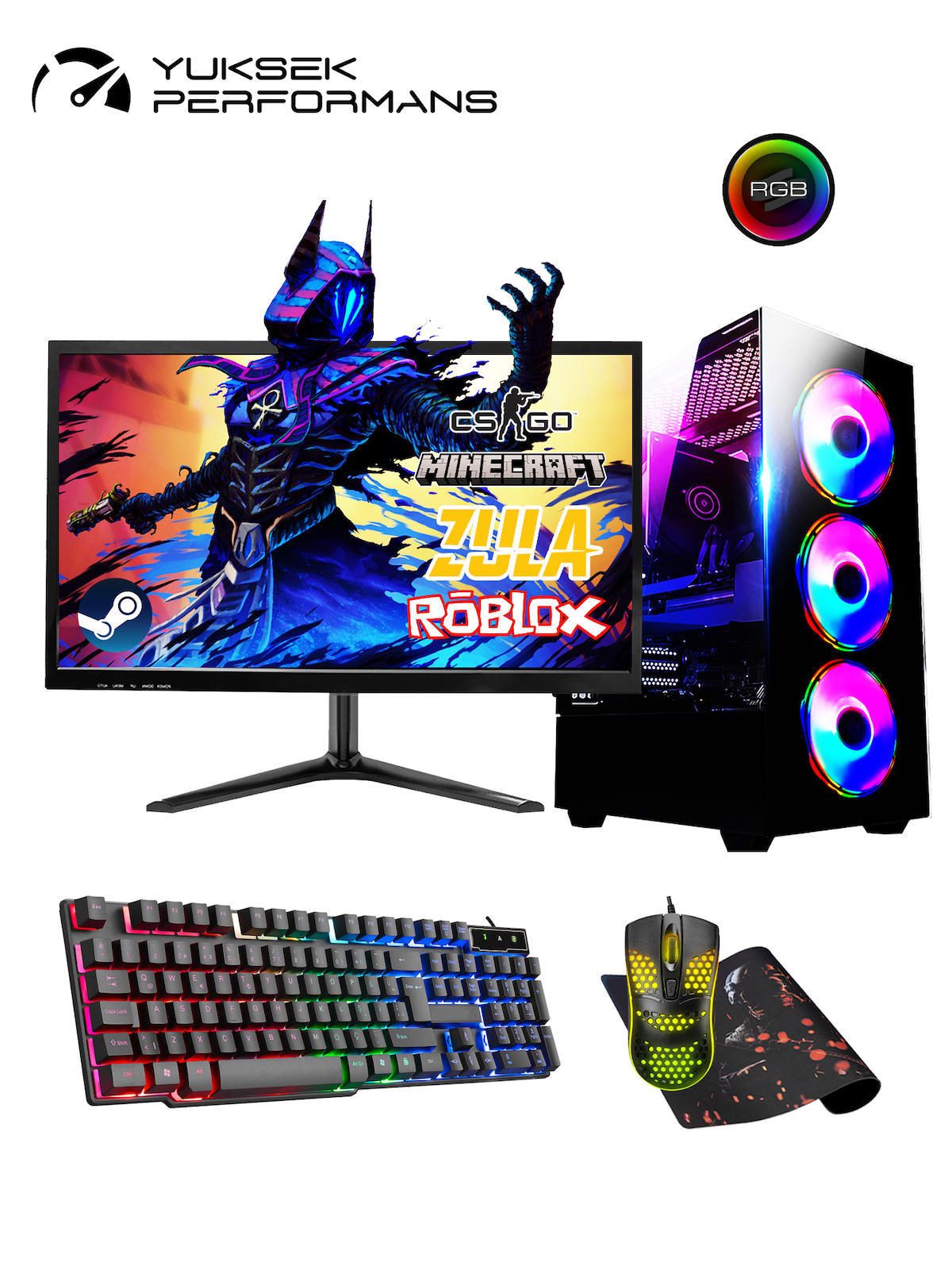 Ramtech RK124 Paylaşımlı Ekran Kartlı Intel Core i5 3470 16 GB DDR3 500 GB SSD 18.5 inç HD FreeDos Masaüstü Oyuncu Bilgisayarı