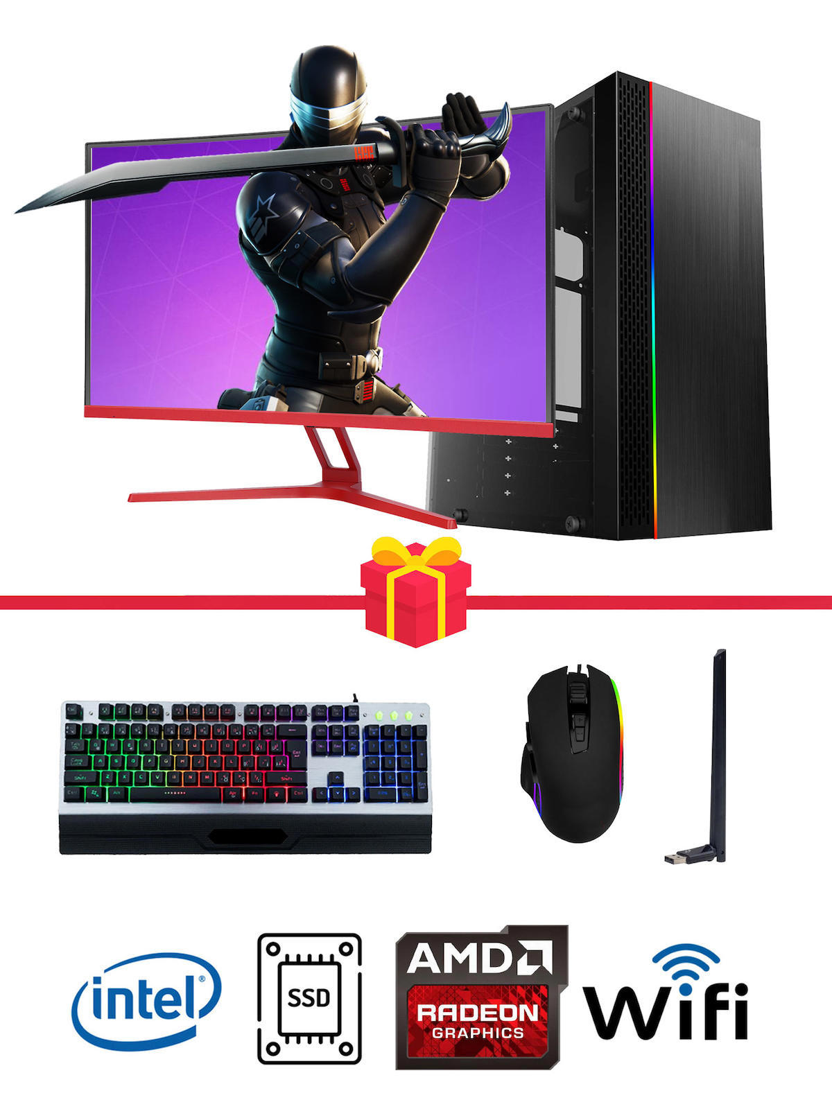 Ramtech DG332 Harici Radeon RX 550 Ekran Kartlı Intel Core 2600 16 GB DDR3 256 GB SSD 27 inç FULL HD FreeDos Masaüstü Oyuncu Bilgisayarı