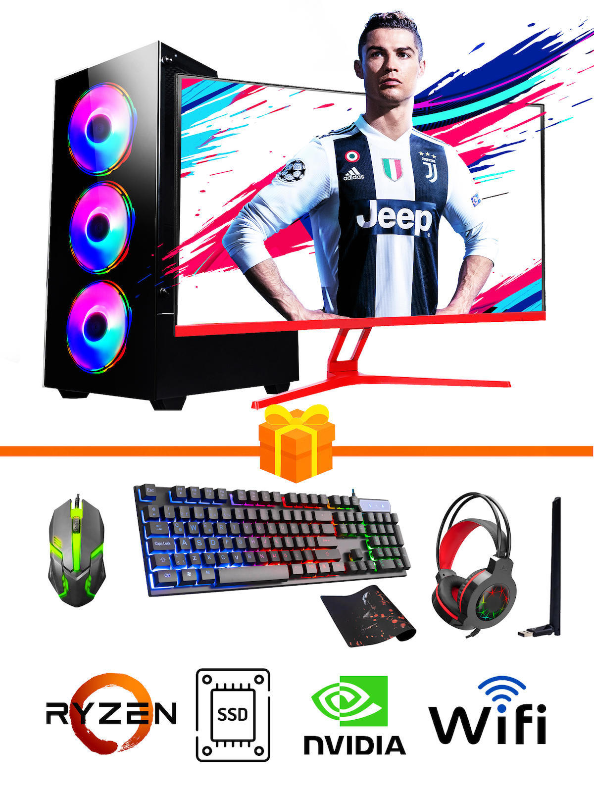 Ramtech Gaming RG505-033 Harici GeForce GT 740 Ekran Kartlı AMD Ryzen 5500 16 GB DDR4 128 GB SSD 27 inç FULL HD FreeDos Masaüstü Oyuncu Bilgisayarı