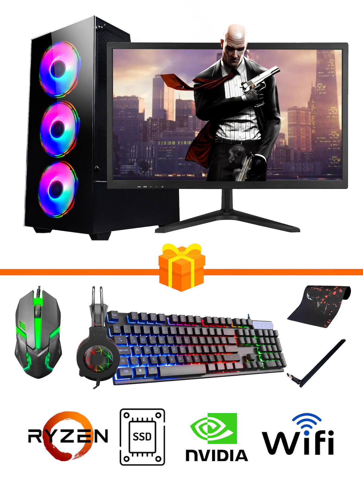 Ramtech Gaming RG505-0135 Harici GeForce GTX 1650 Ekran Kartlı AMD Ryzen 5500 16 GB DDR4 512 GB SSD 21.5 inç FULL HD FreeDos Masaüstü Oyuncu Bilgisayarı