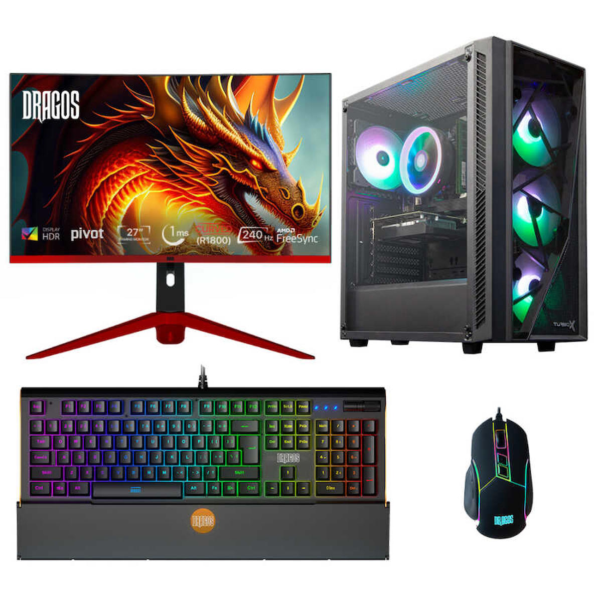 Dragos DRx4522 Harici GeForce RTX 4060 Ti Ekran Kartlı AMD Ryzen 7600 32 GB DDR5 512 GB SSD 27 inç FULL HD FreeDos Masaüstü Oyuncu Bilgisayarı