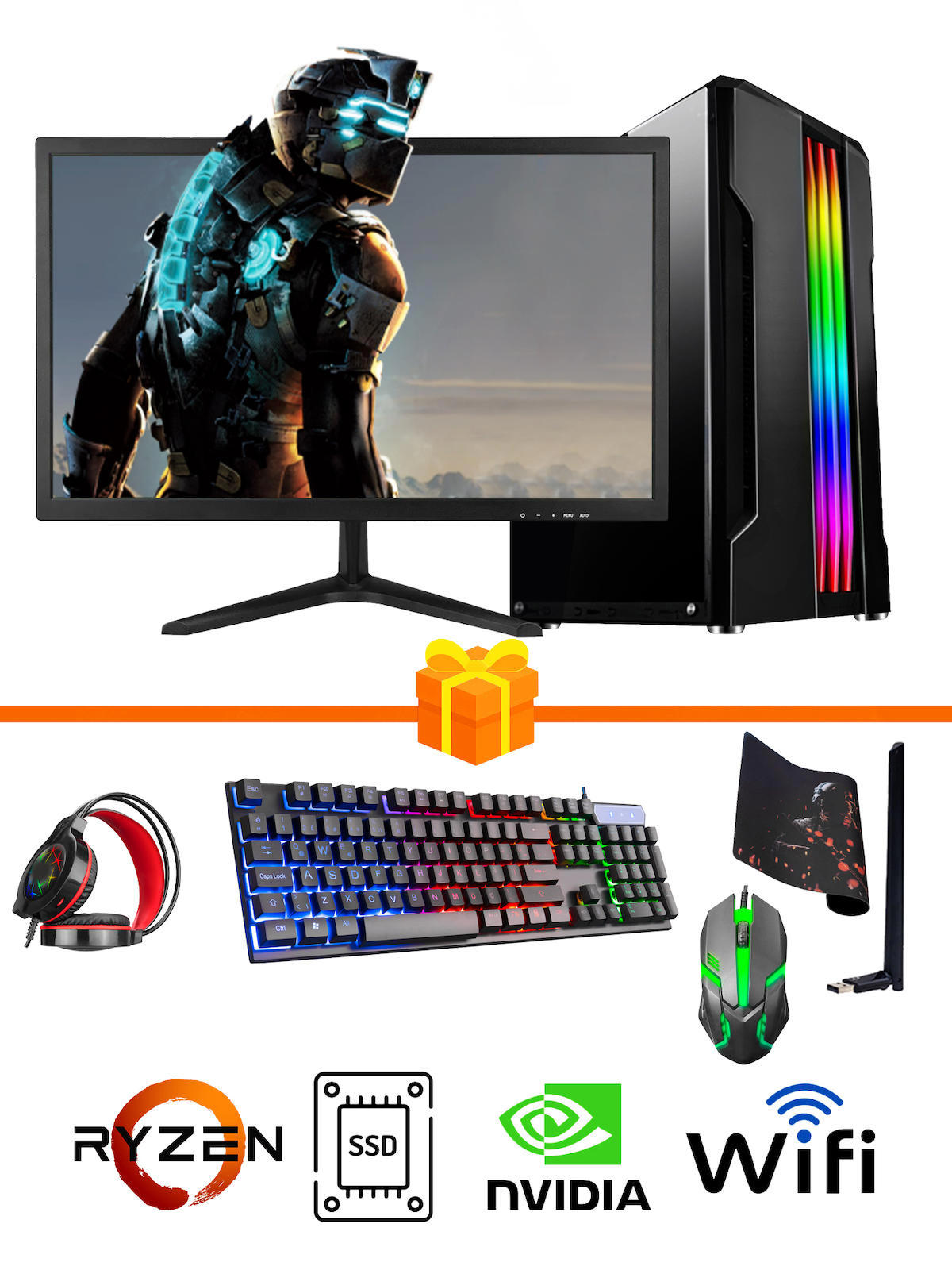 Ramtech Gaming RG505-097 Harici GeForce GTX 1050 Ti Ekran Kartlı AMD Ryzen 5500 32 GB DDR4 512 GB SSD 21.5 inç FULL HD FreeDos Masaüstü Oyuncu Bilgisayarı