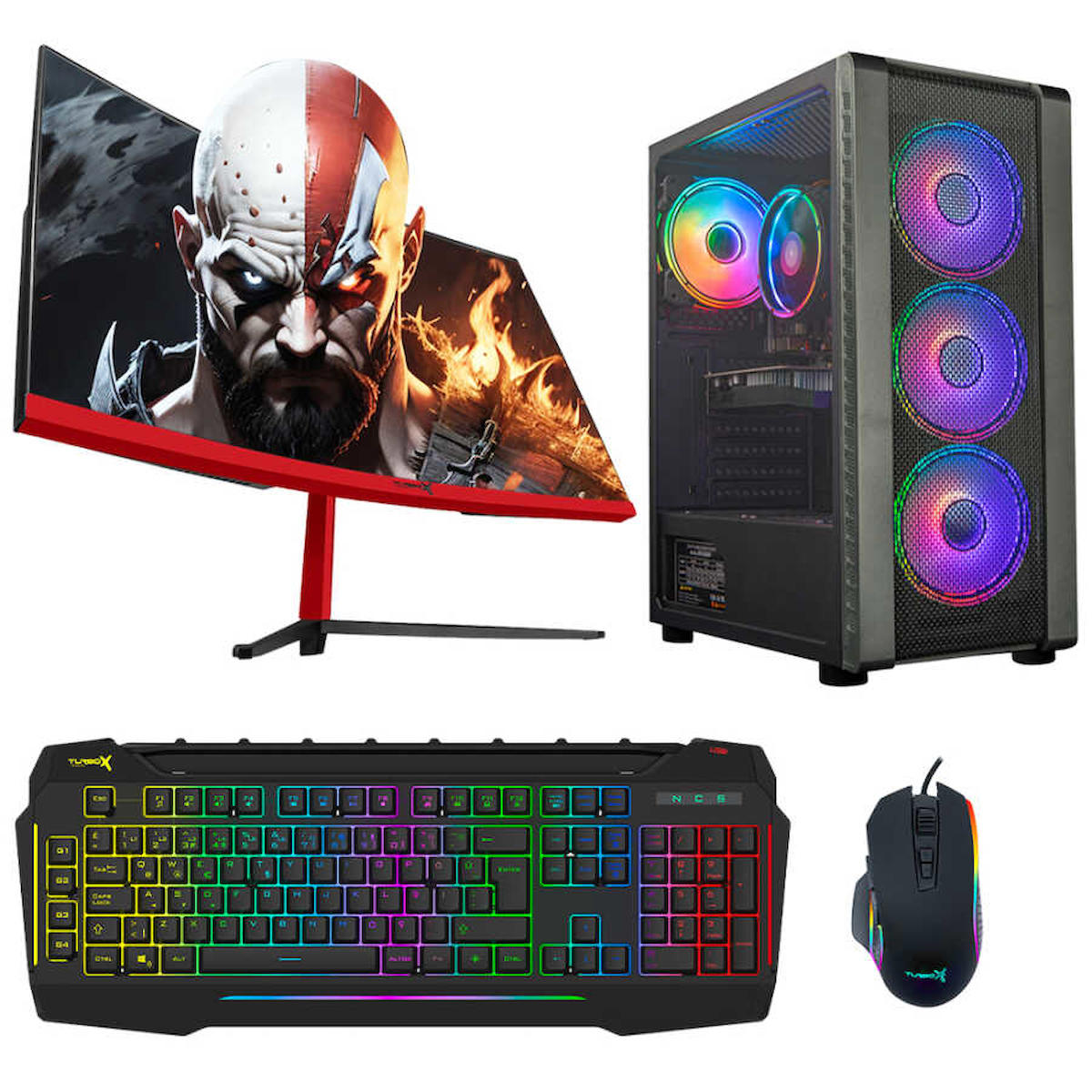 Turbox Tx4443 Harici GeForce RTX 2060 Ekran Kartlı Intel Core i3 13100F 16 GB DDR5 512 GB SSD 27 inç FULL HD FreeDos Masaüstü Oyuncu Bilgisayarı