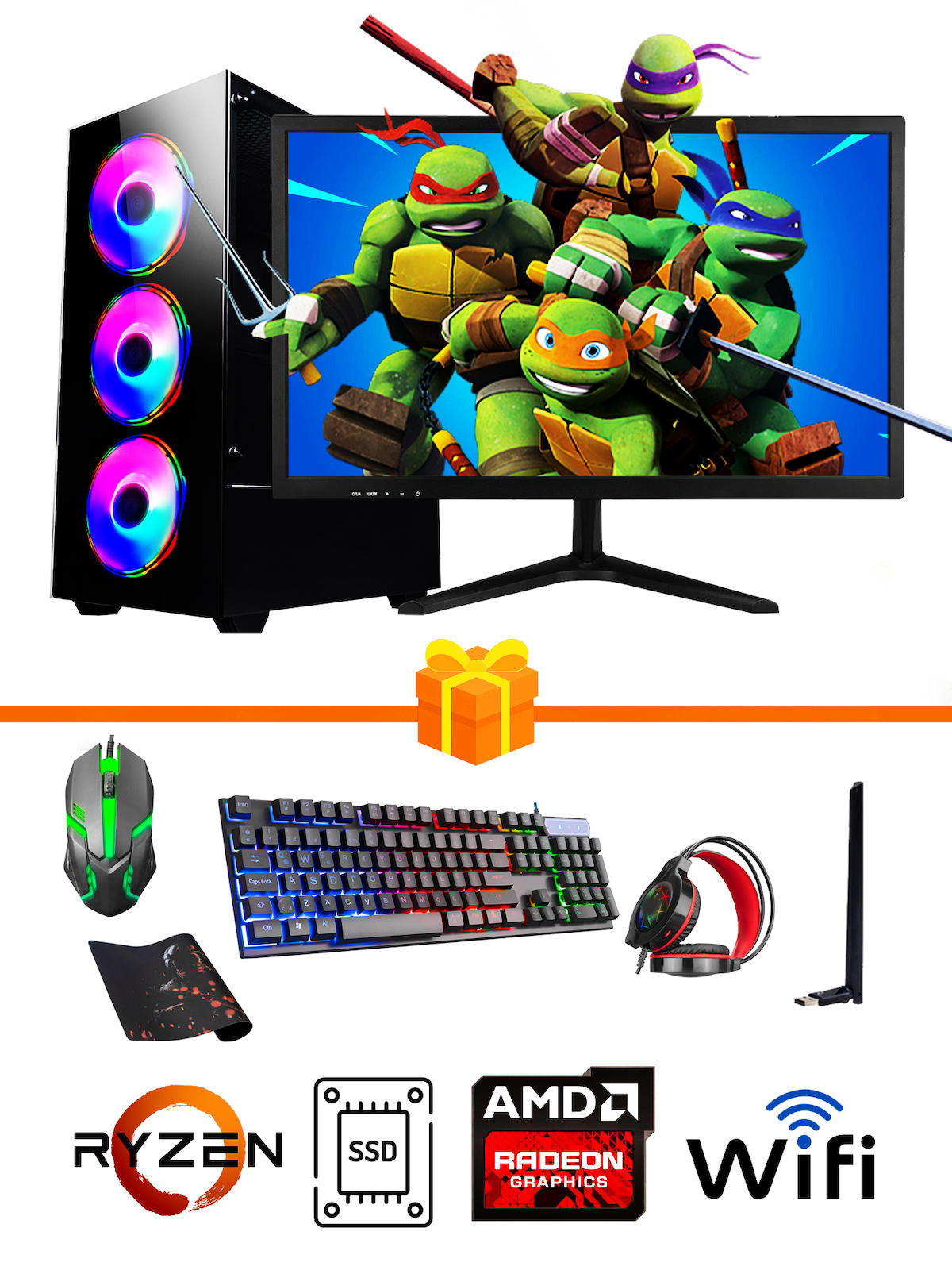 Ramtech Gaming RG505-054 Harici Radeon RX 550 Ekran Kartlı AMD Ryzen 5500 16 GB DDR4 256 GB SSD 21.5 inç FULL HD FreeDos Masaüstü Oyuncu Bilgisayarı