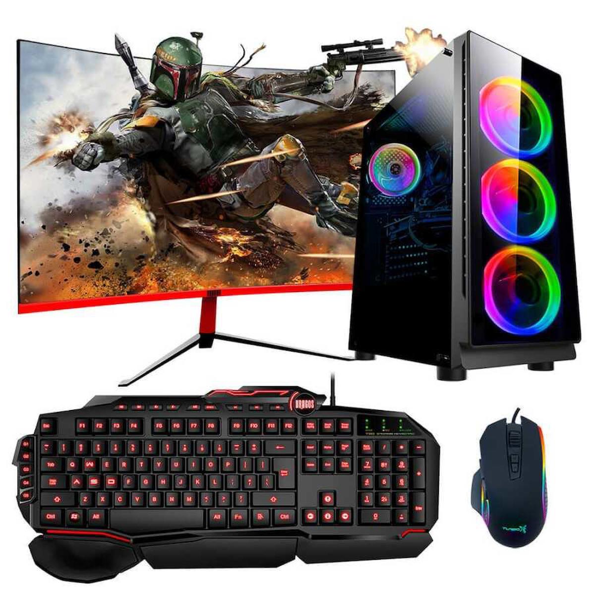 Turbox Tx984 Harici Radeon RX 550 Ekran Kartlı Intel Core i5 3470 8 GB DDR3 512 GB SSD 27 inç FULL HD FreeDos Masaüstü Oyuncu Bilgisayarı