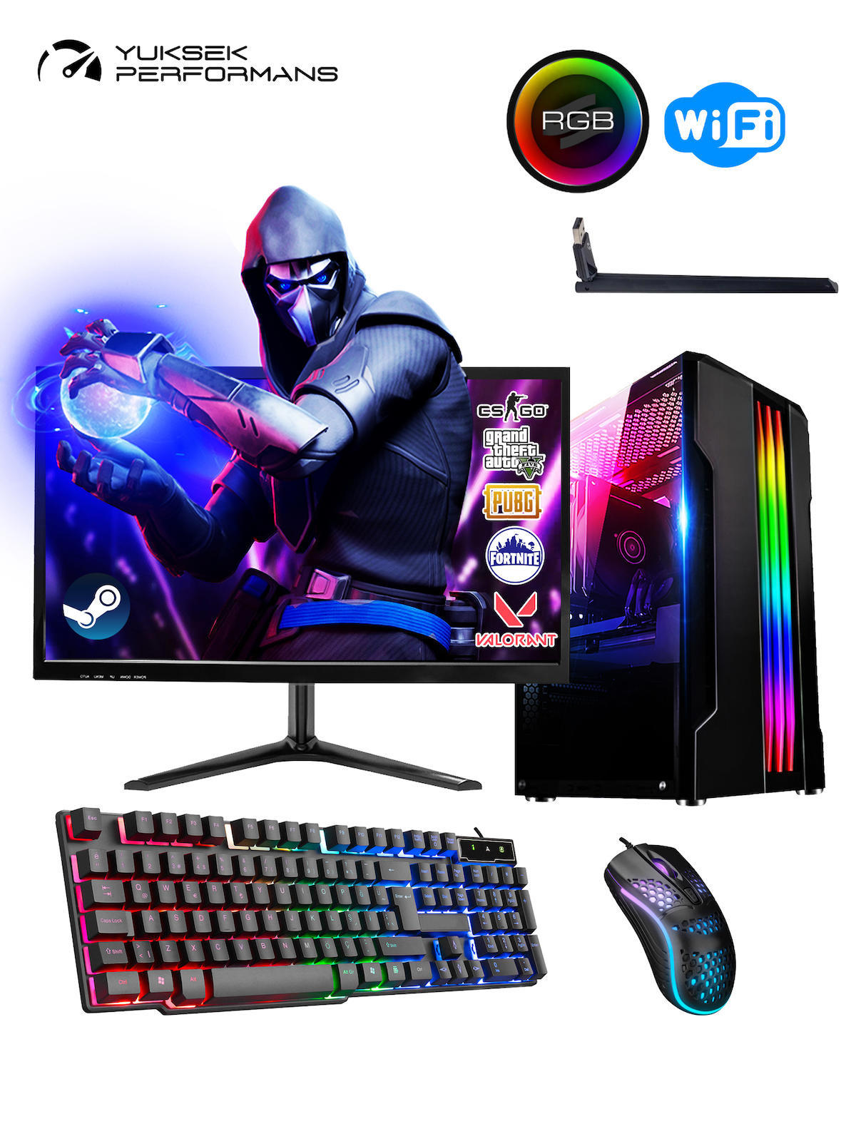Ramtech Lite X20 Harici GeForce GT 730 Ekran Kartlı Intel Core i5 3470 8 GB DDR3 120 GB SSD 18.5 inç HD FreeDos Masaüstü Oyuncu Bilgisayarı