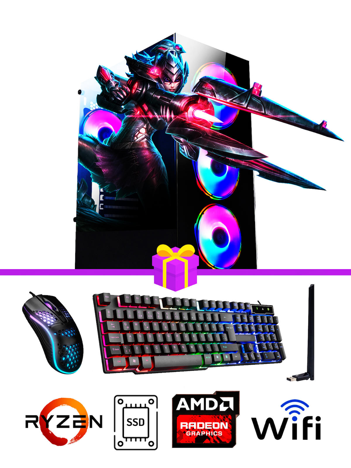 Ramtech Full Force FF447 Harici Radeon RX 580 Ekran Kartlı AMD Ryzen 3600 32 GB DDR4 256 GB SSD FreeDos Masaüstü Oyuncu Bilgisayarı