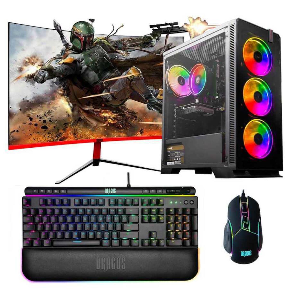 Dragos DRx1074 Harici GeForce RTX 3060 Ti Ekran Kartlı Intel Core i7-10700F 16 GB DDR4 512 GB SSD 27 inç FULL HD FreeDos Masaüstü Oyuncu Bilgisayarı